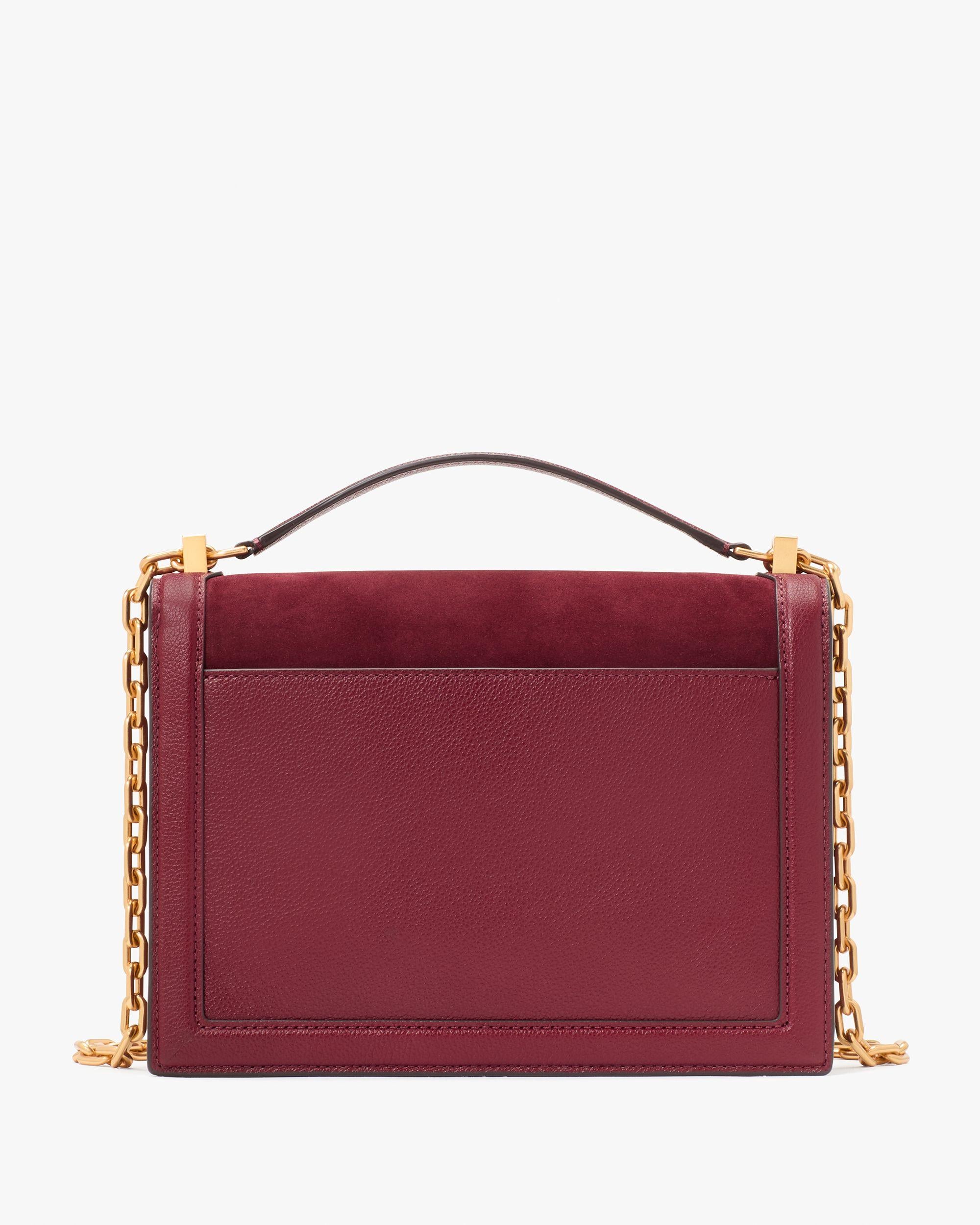 KI489-Deco Pebbled Leather & Suede Chain Shoulder Bag-Cherry Juice Multi