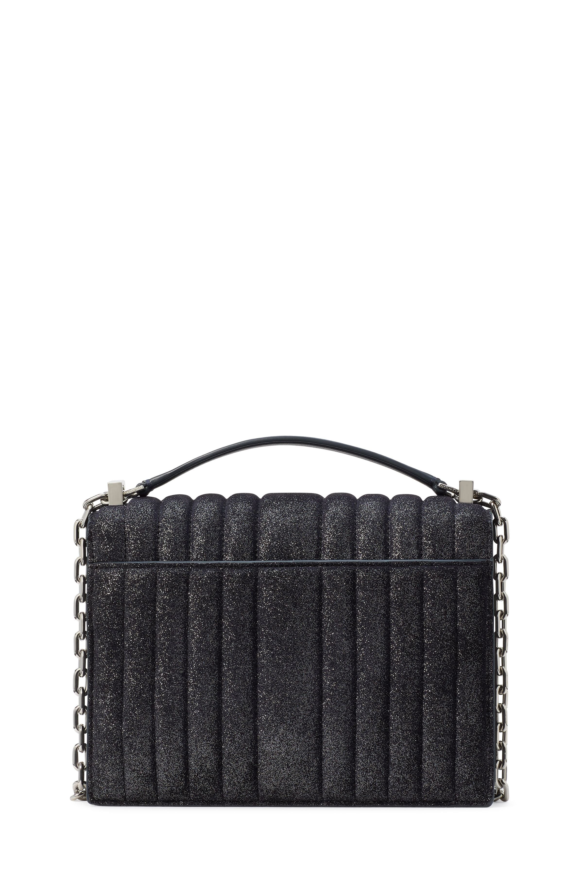 deco quilted glitter suede chain shoulder bag