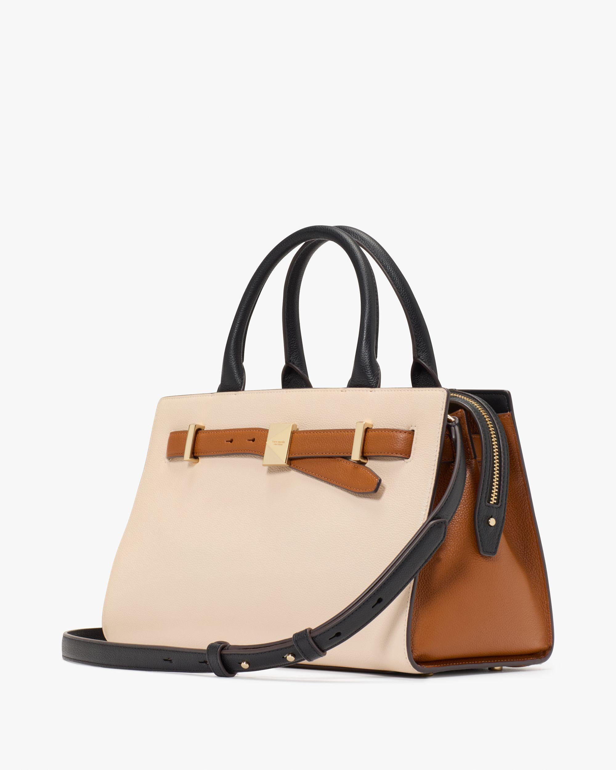 ki552-Deco Colorblocked Medium Satchel-Milk Glass Multi