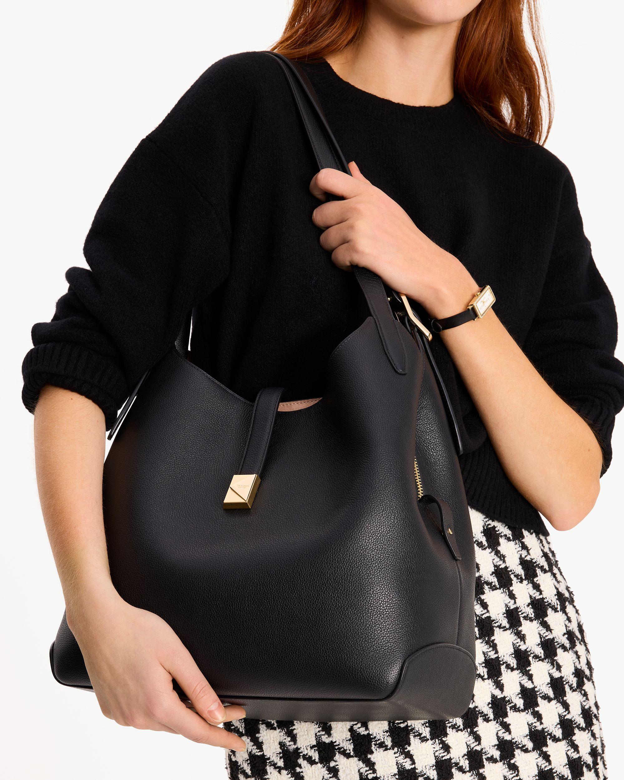 KI556-Deco Large Shoulder Bag-Black