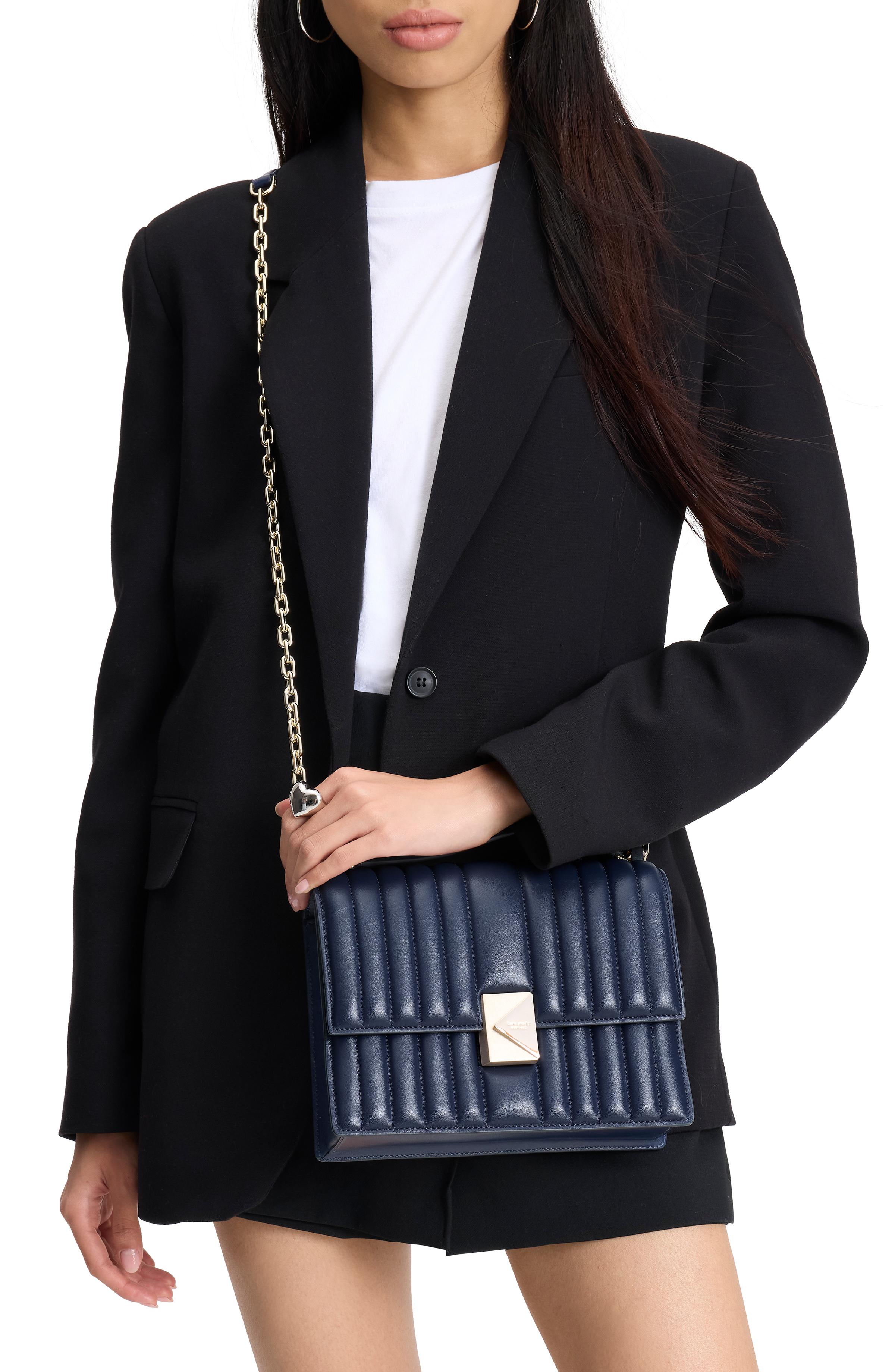 KI561-Deco Quilted Chain Shoulder Bag-Parisian Navy