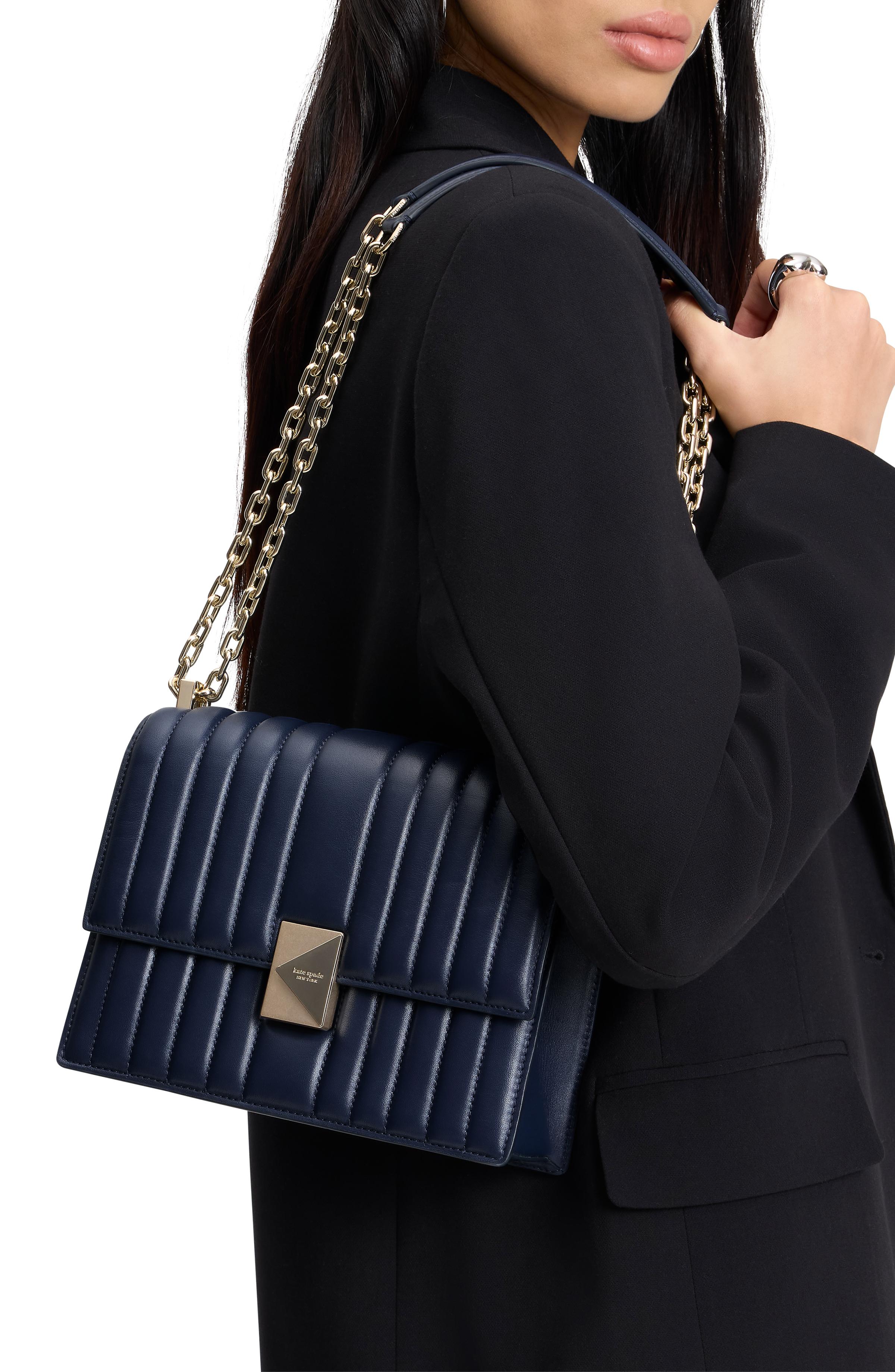 KI561-Deco Quilted Chain Shoulder Bag-Parisian Navy