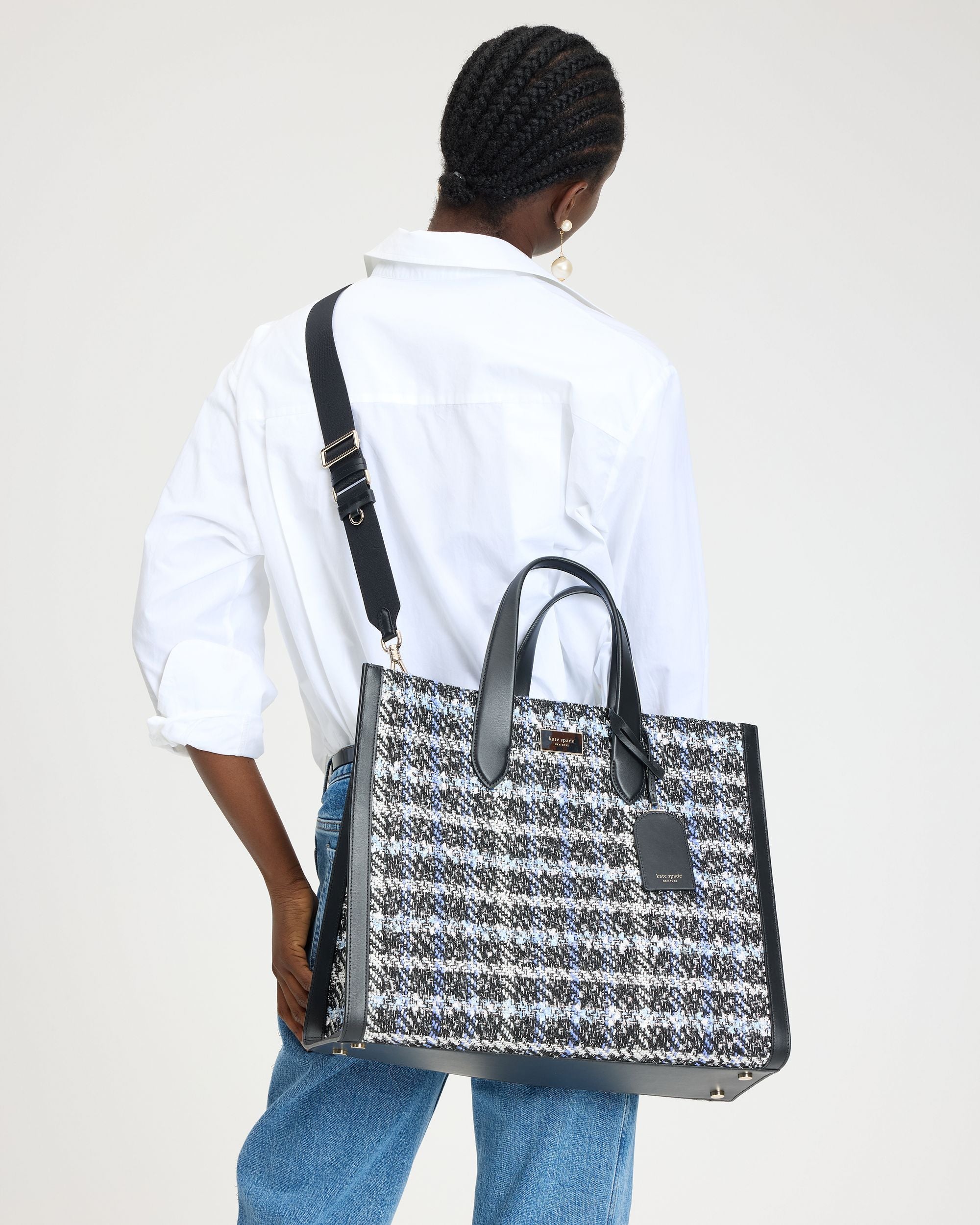 manhattan plaid tweed large tote