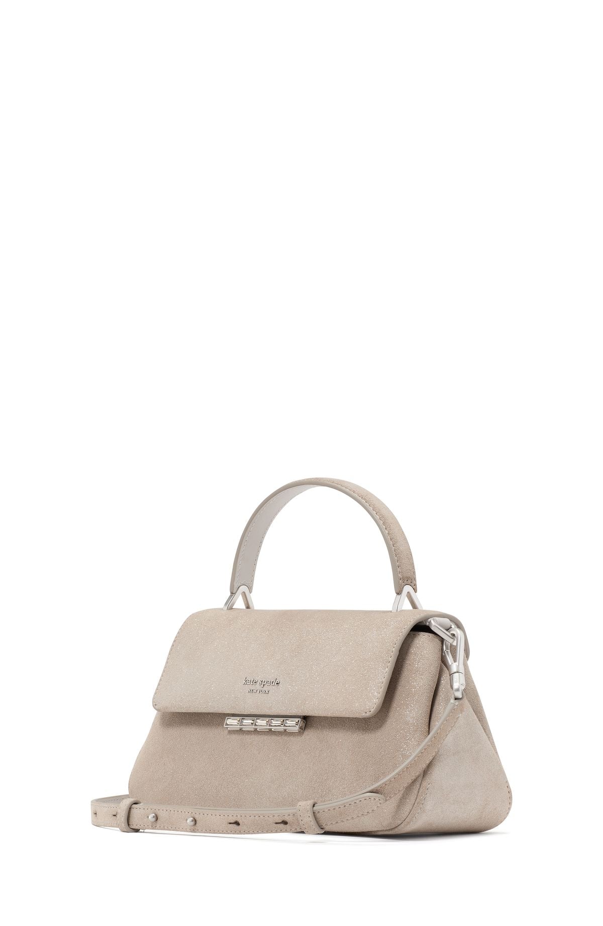 grace glitter suede small top-handle bag