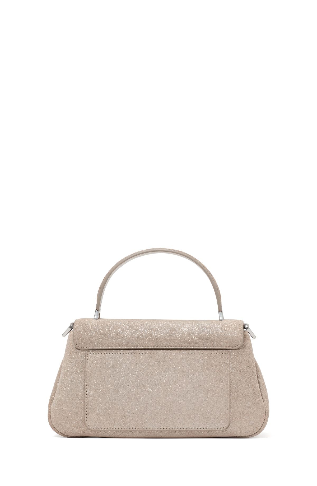 grace glitter suede small top-handle bag