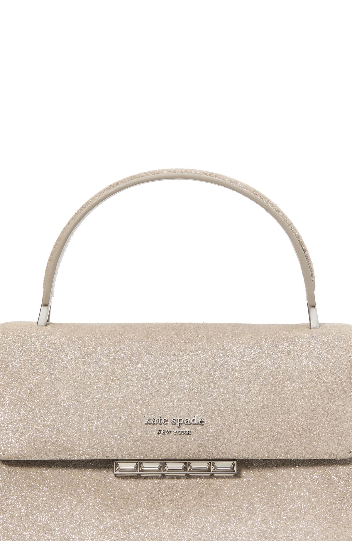 grace glitter suede small top-handle bag