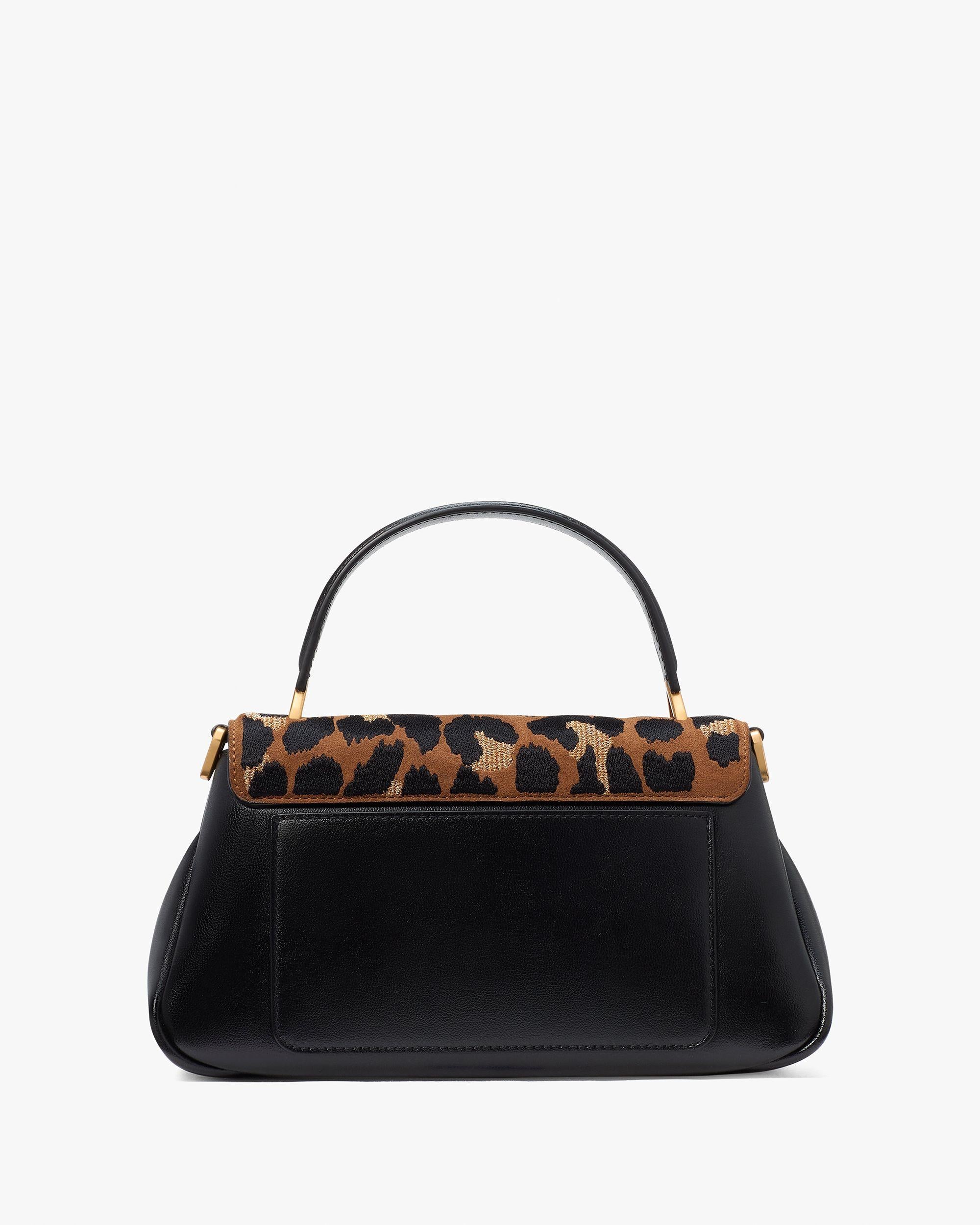 grace leopard suede small top handle bag