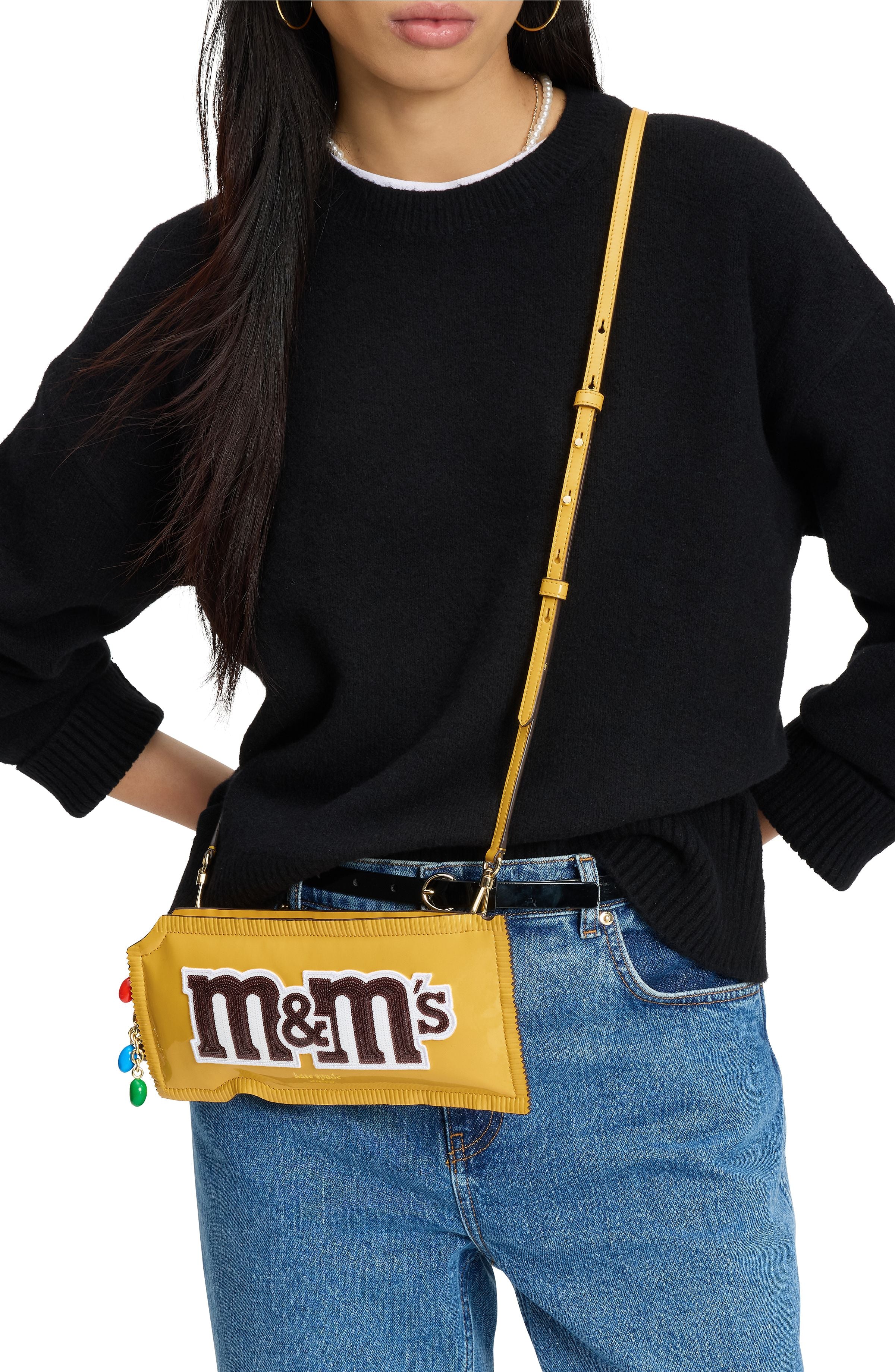 m&m's x kate spade new york embellished patent 3d crossbody