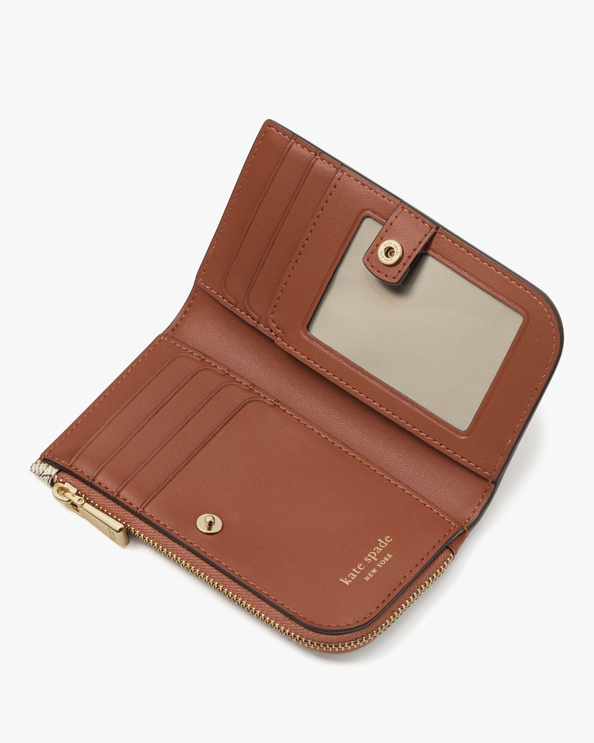 spade flower small slim bifold wallet