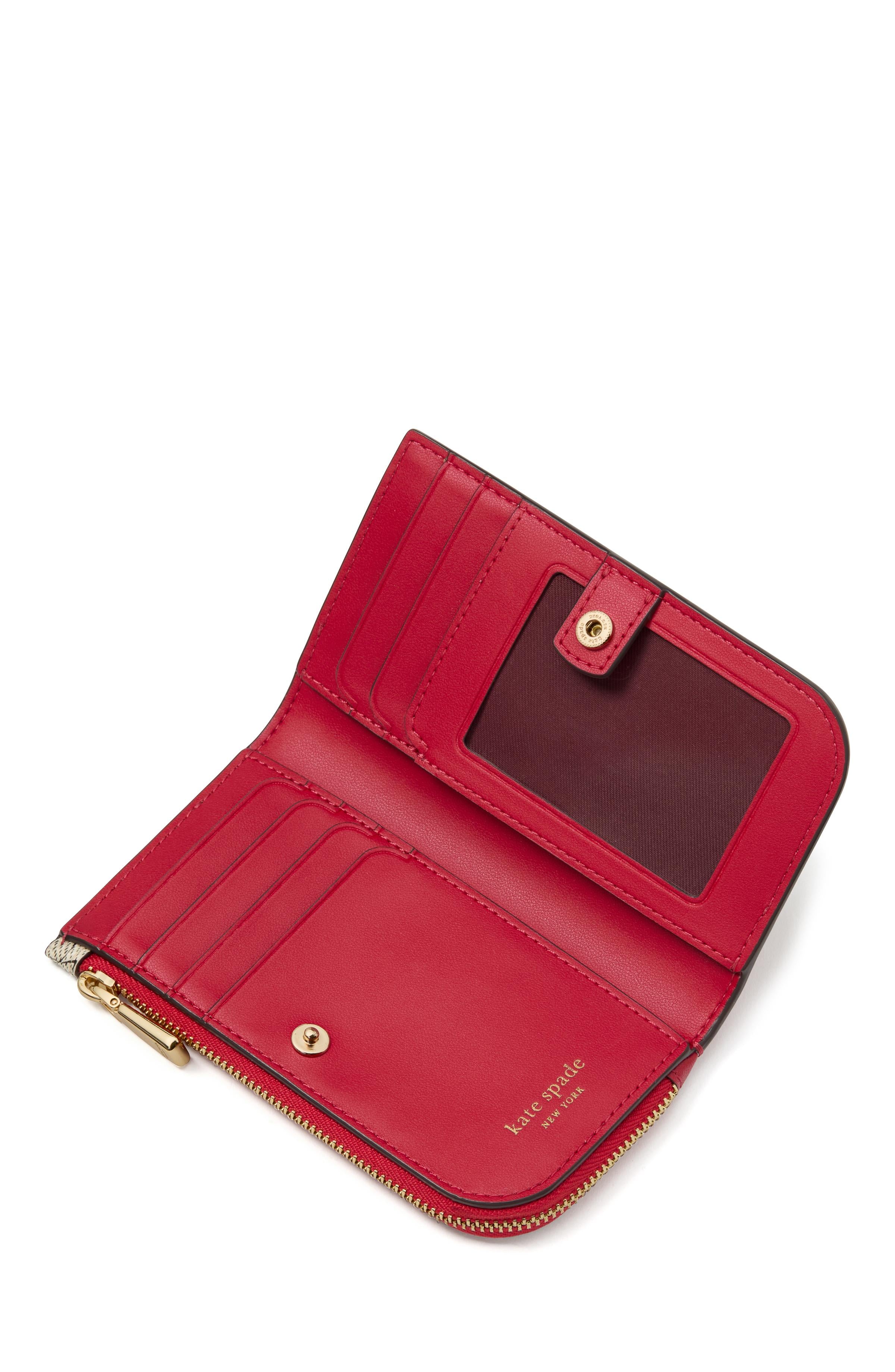 KI676-Spade Flower Small Slim Bifold Wallet-Cherry Rouge Multi