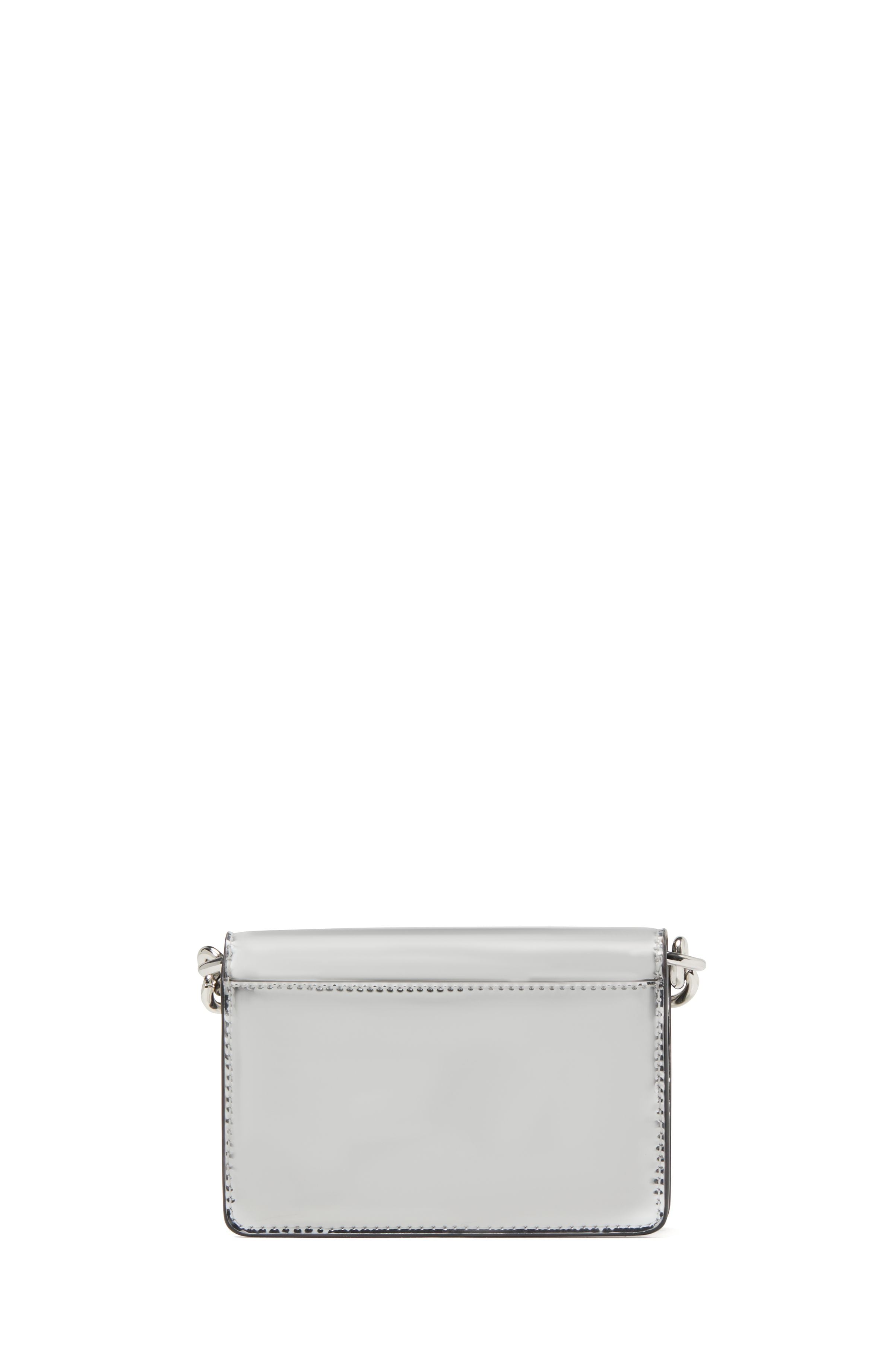 natasha metallic smooth leather chain card case crossbody