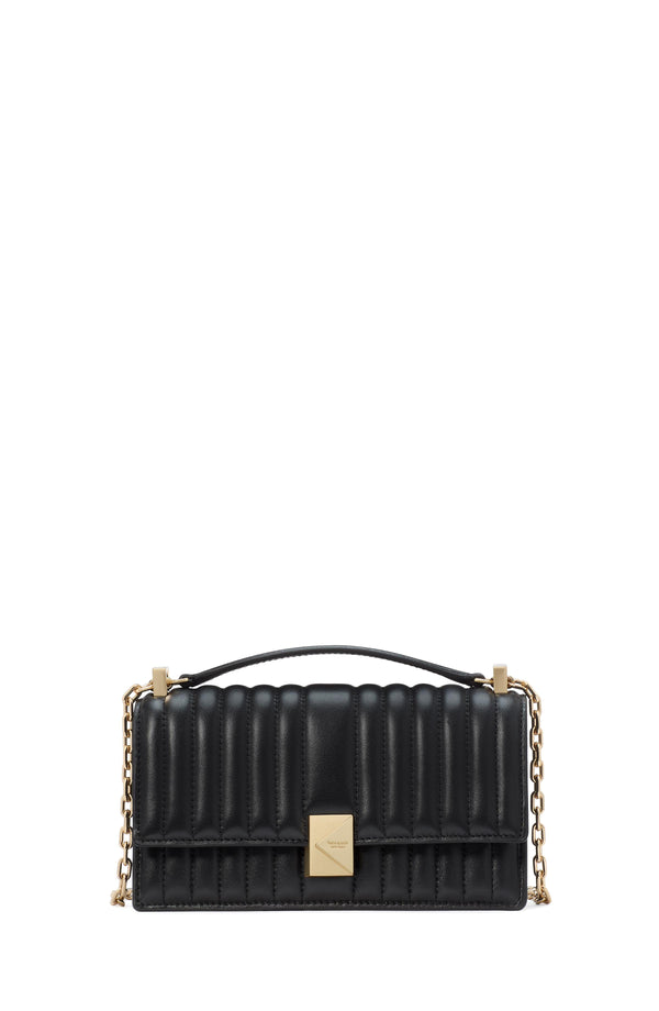 KI763-Deco Quilted Mini Flap Chain Crossbody-Black