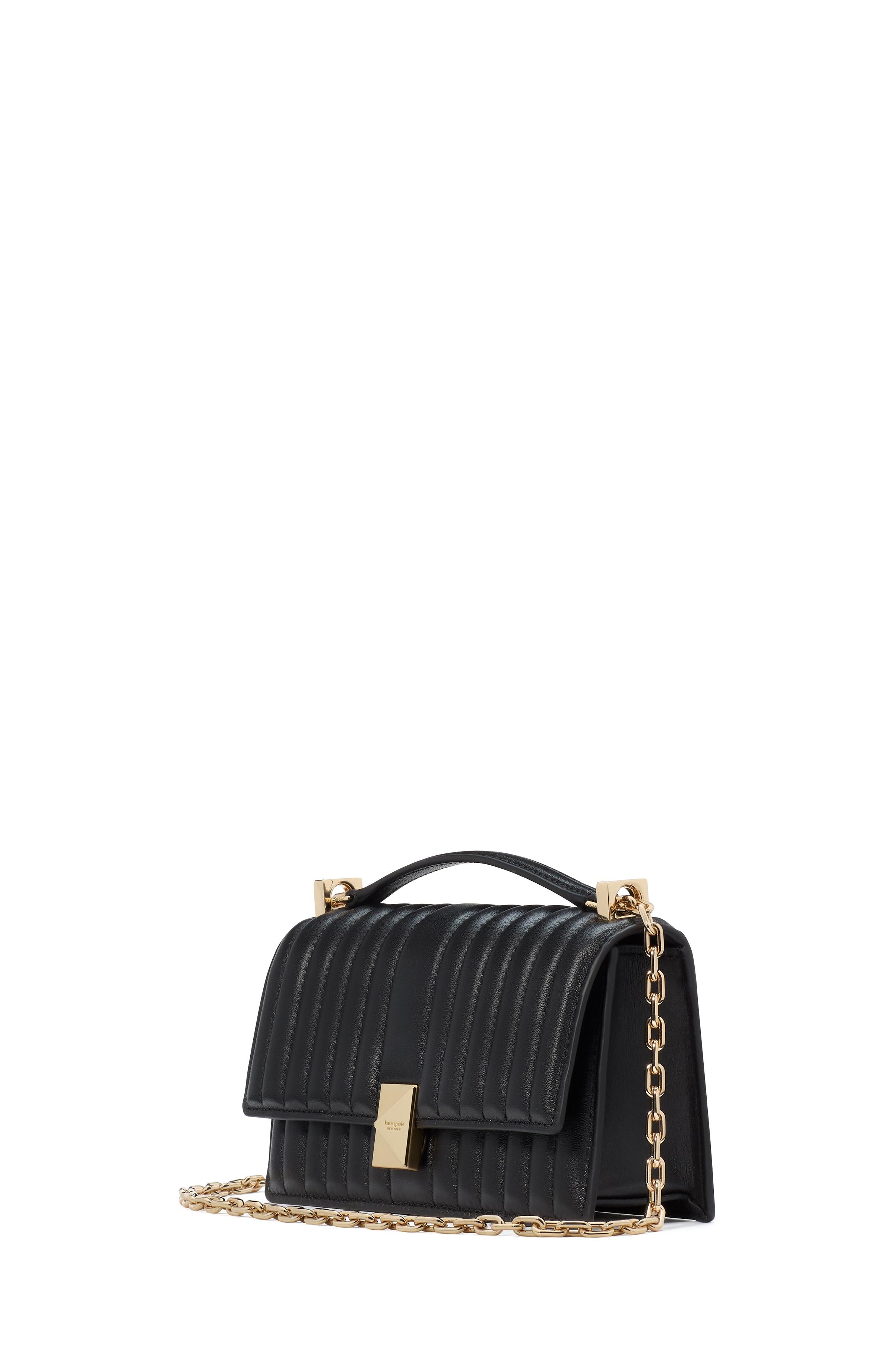 KI763-Deco Quilted Mini Flap Chain Crossbody-Black