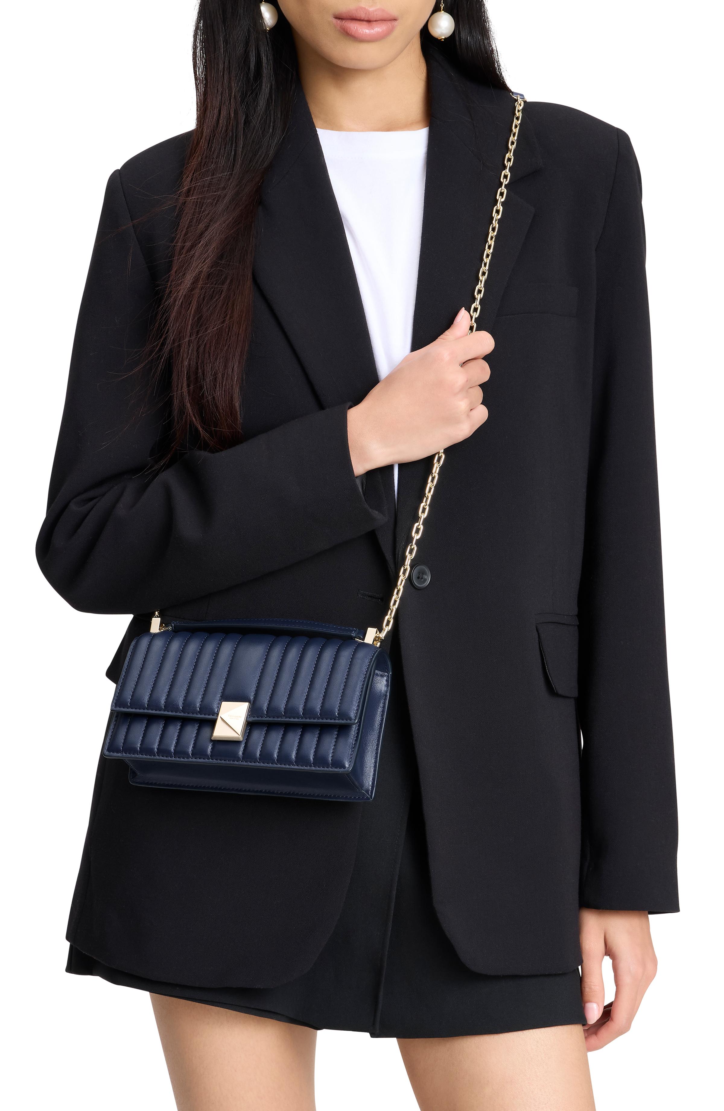 KI763-Deco Quilted Mini Flap Chain Crossbody-Parisian Navy