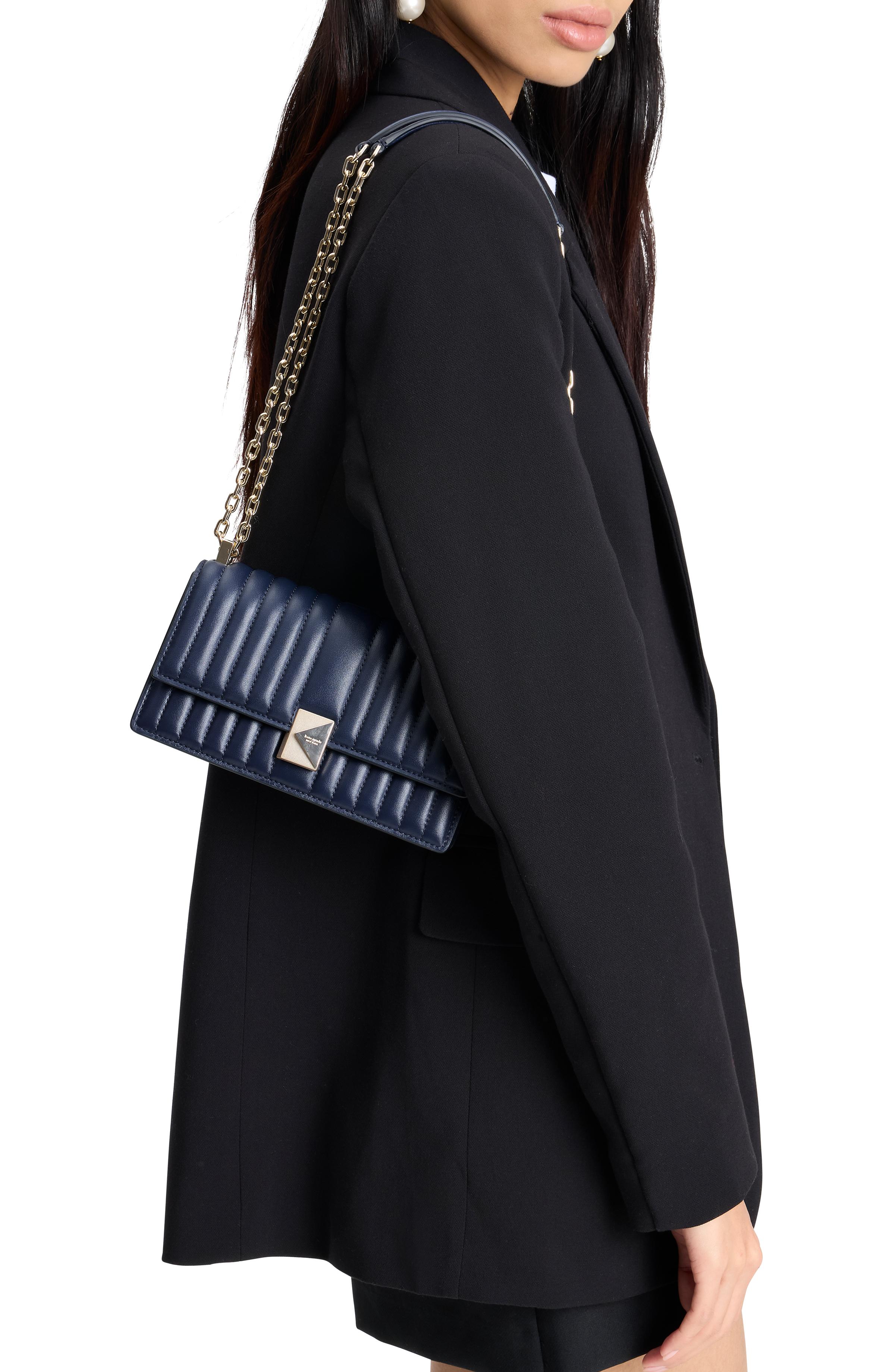 KI763-Deco Quilted Mini Flap Chain Crossbody-Parisian Navy