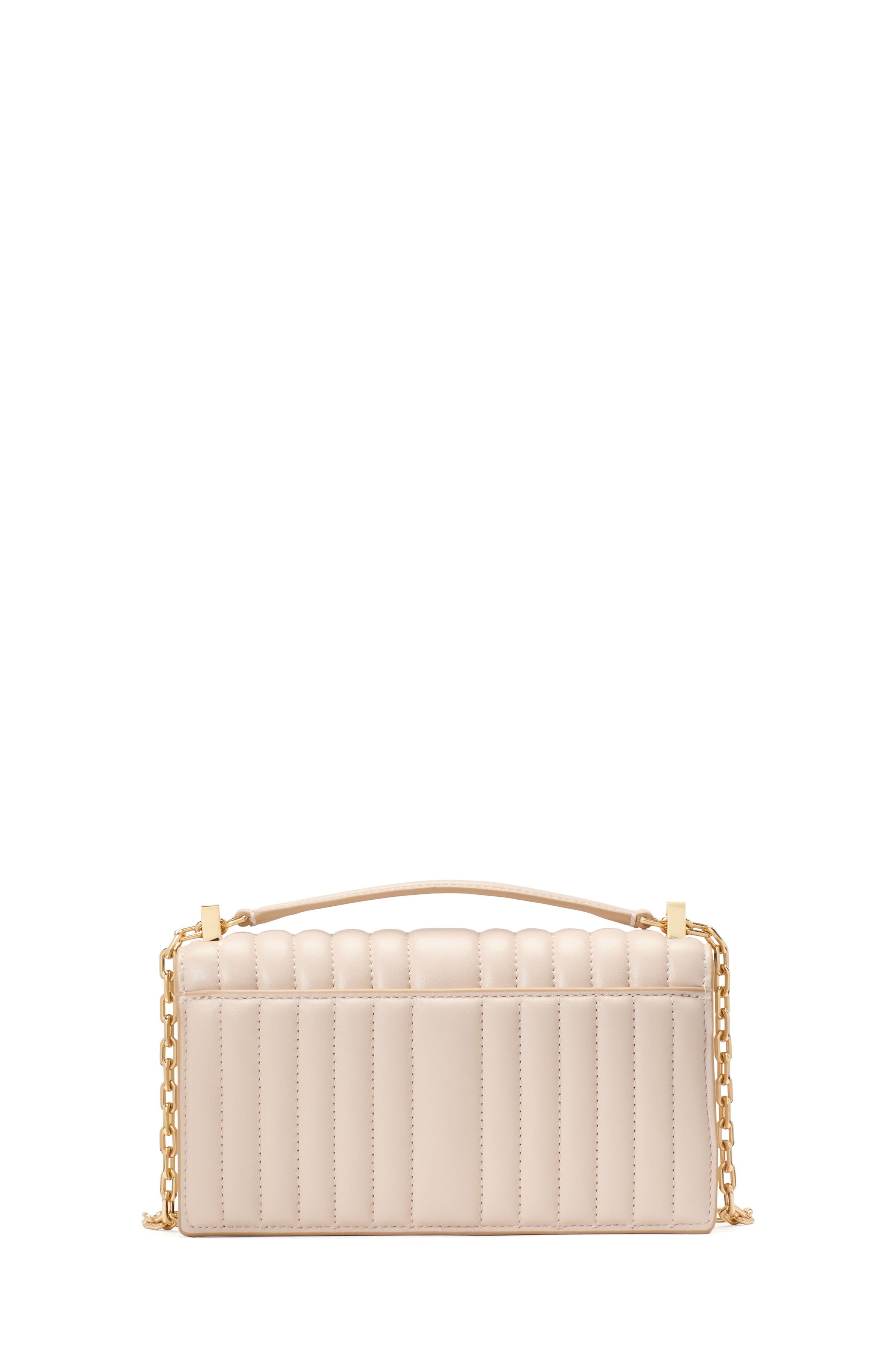 KI763-Deco Quilted Mini Flap Chain Crossbody-Milk Glass