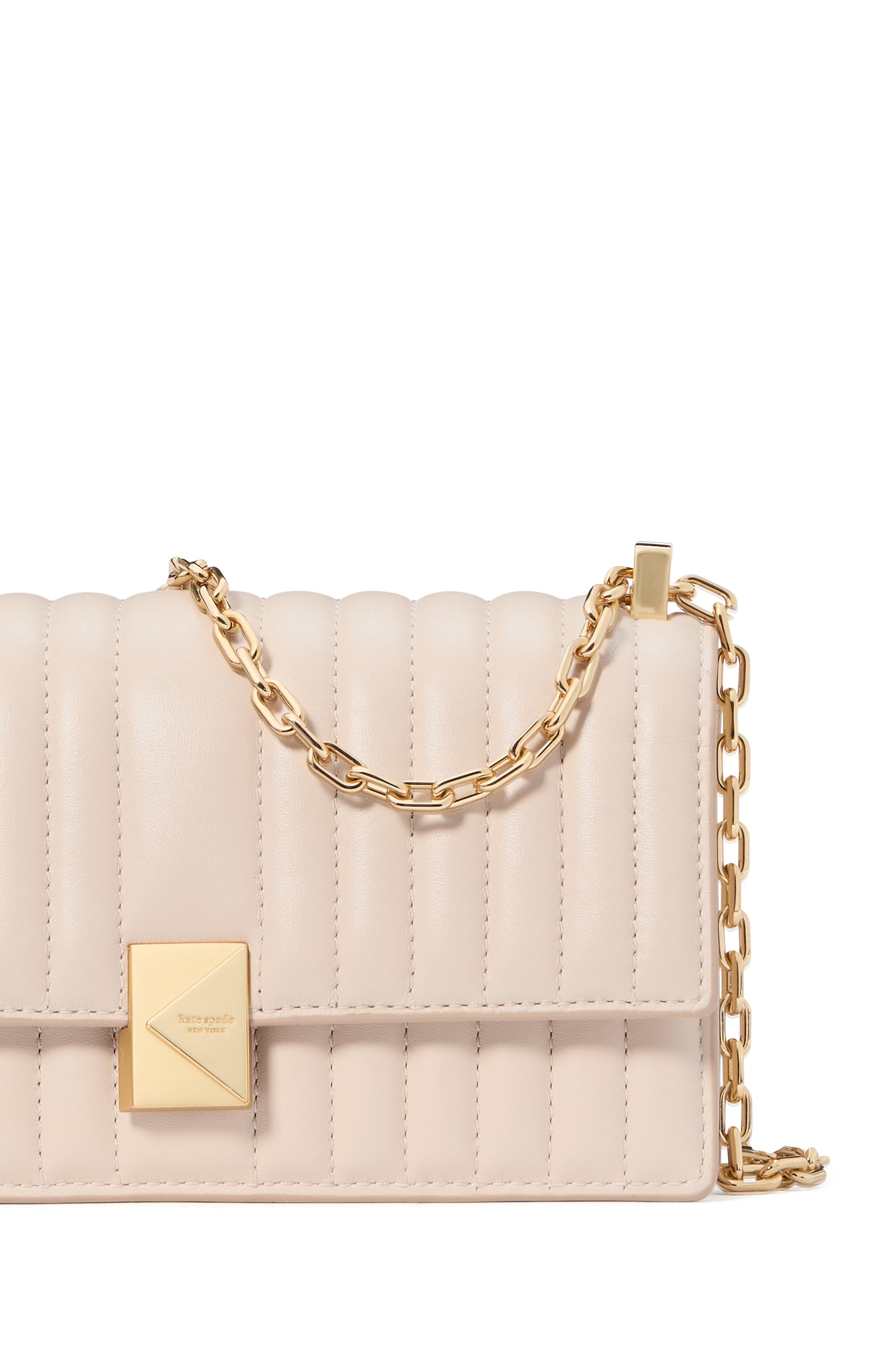 KI763-Deco Quilted Mini Flap Chain Crossbody-Milk Glass