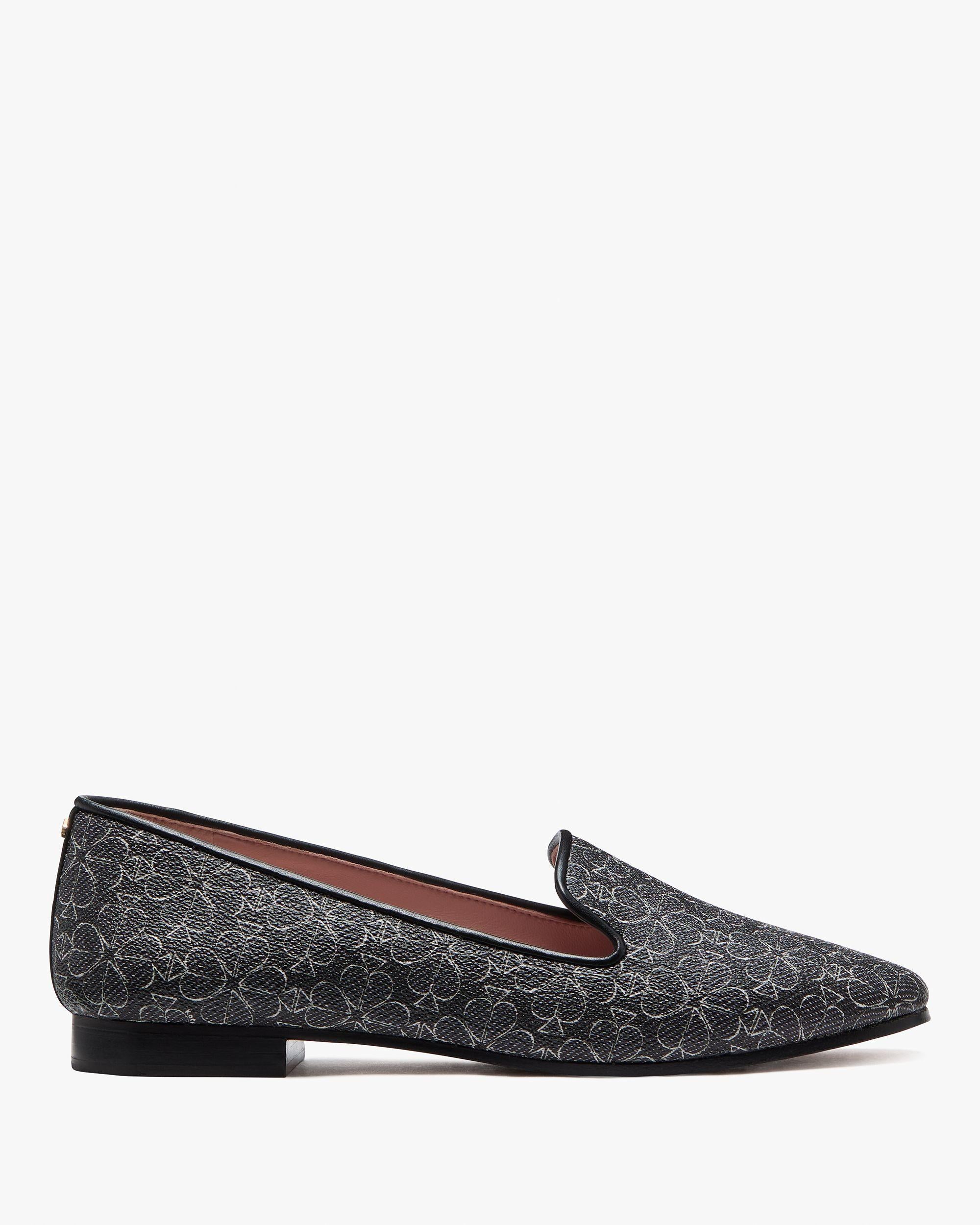 KJ189-Spade Flower Lounge Loafers-Black Multi