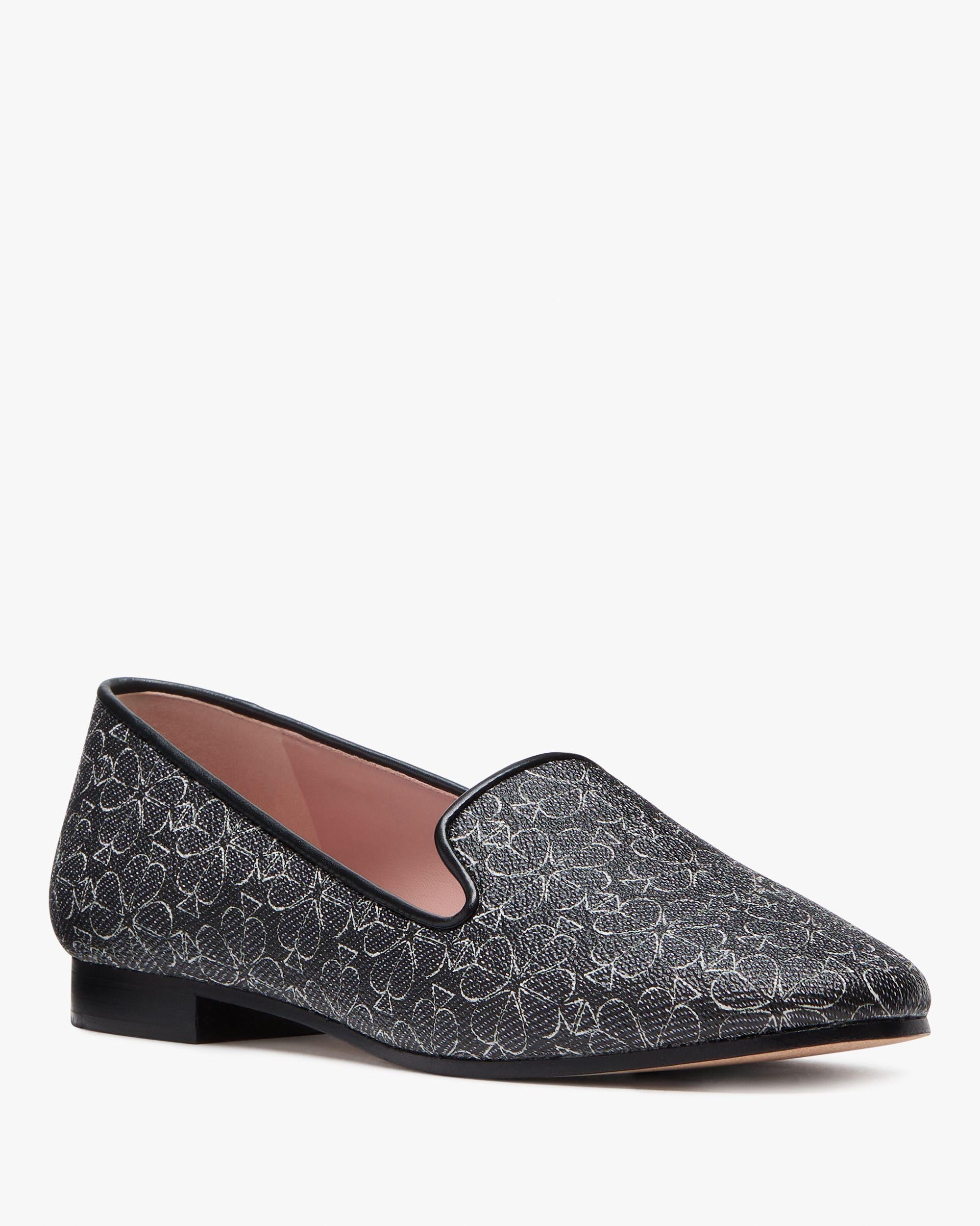 KJ189-Spade Flower Lounge Loafers-Black Multi