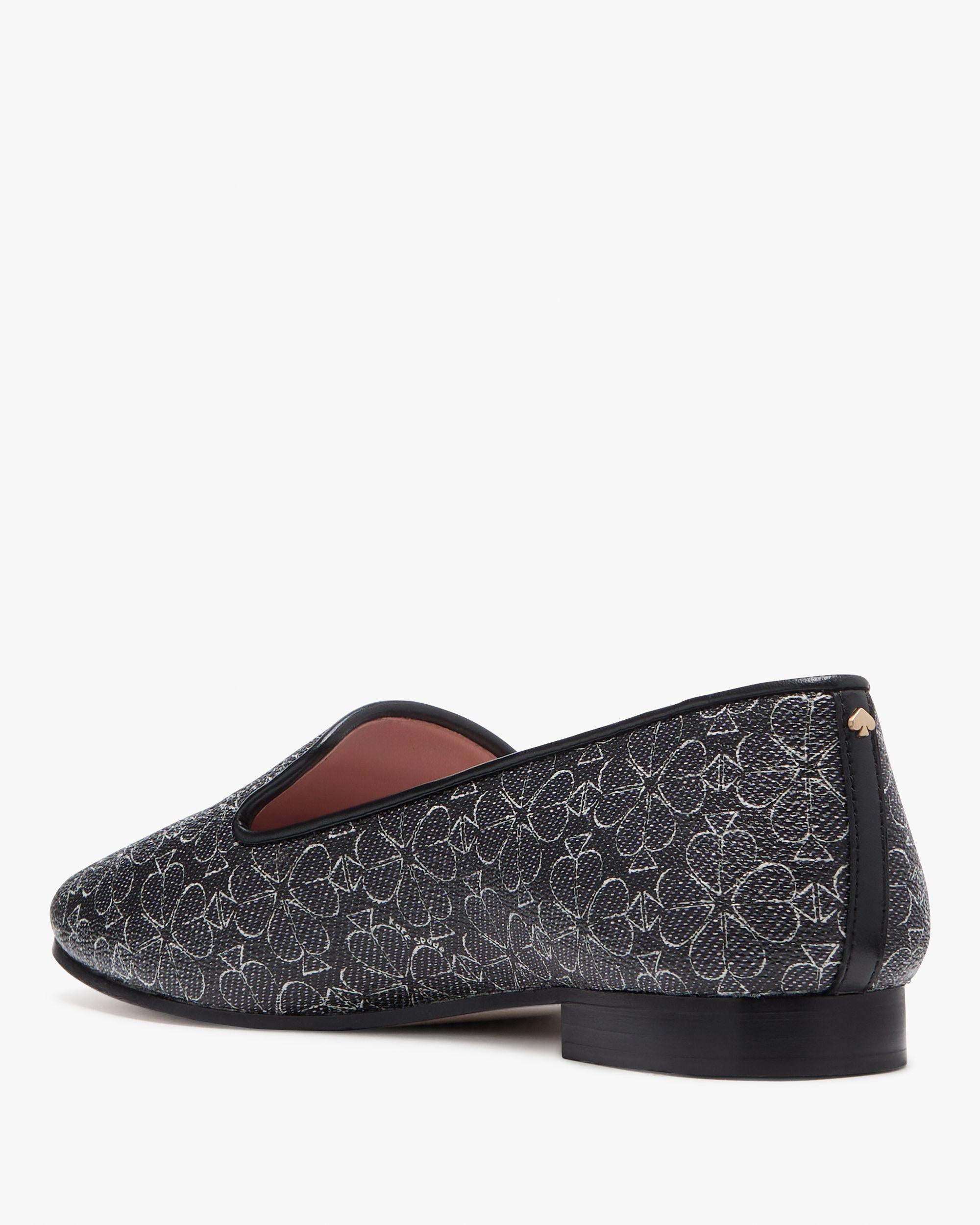 KJ189-Spade Flower Lounge Loafers-Black Multi