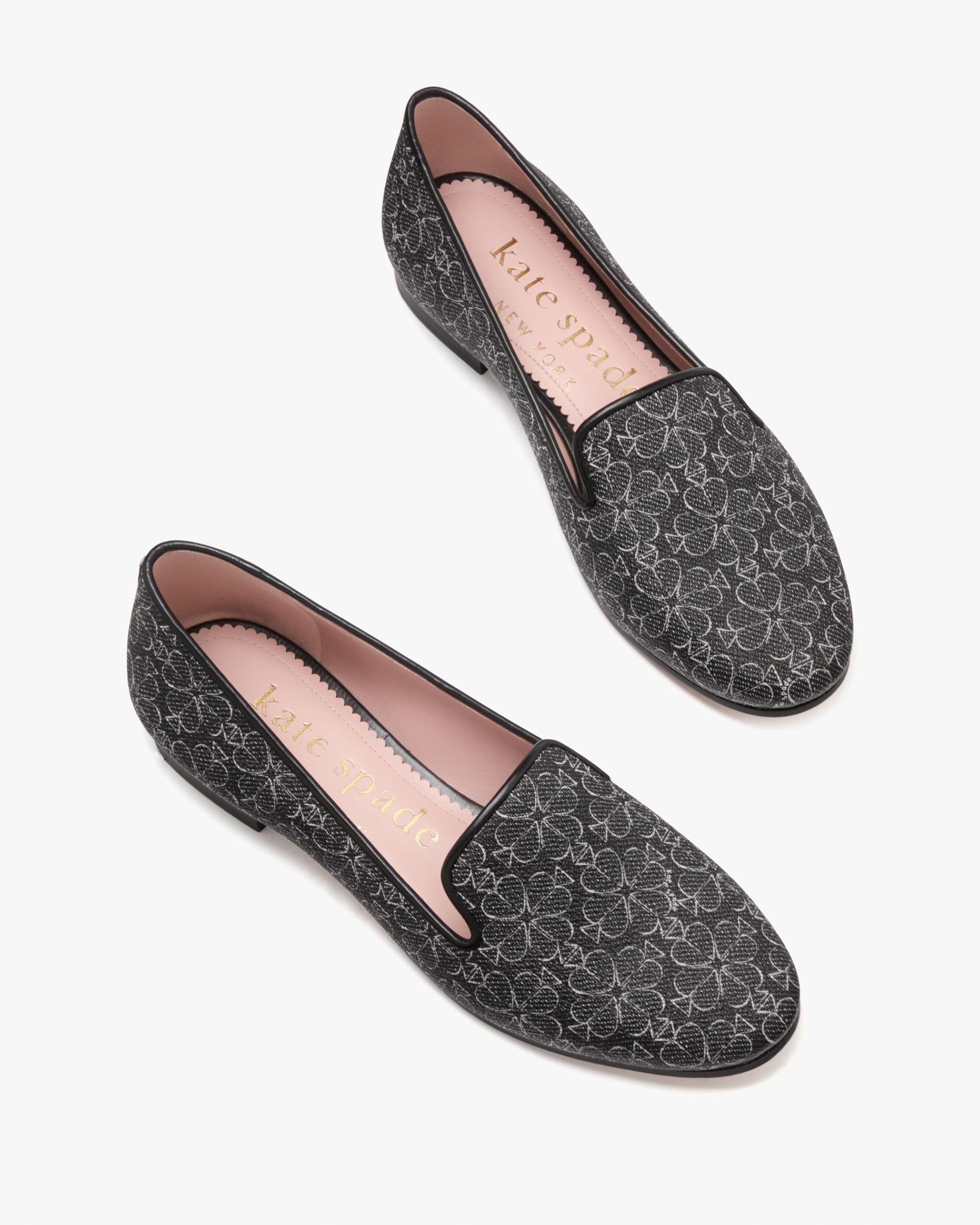 KJ189-Spade Flower Lounge Loafers-Black Multi