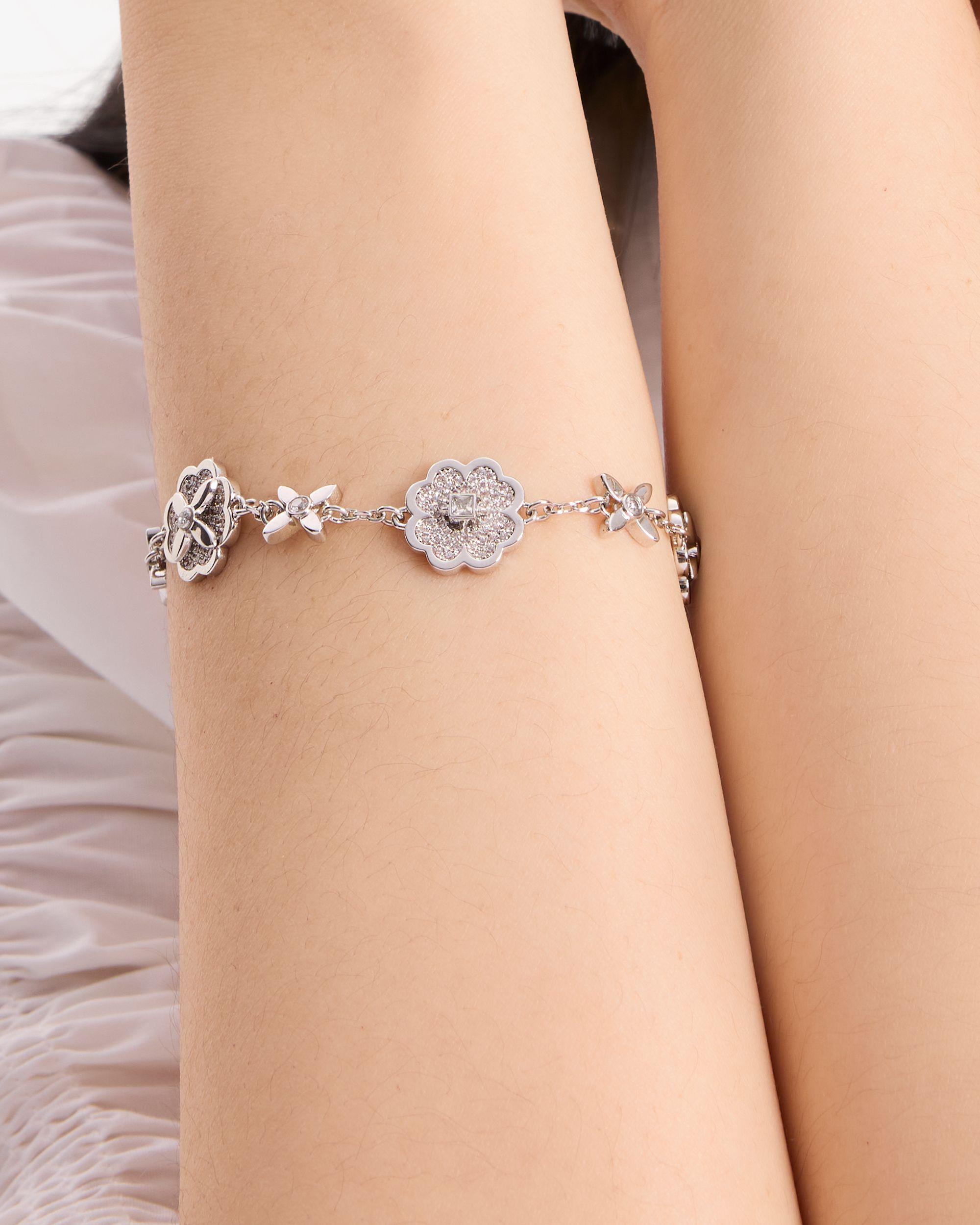 KJ300-Heritage Bloom Line Bracelet-Clear/Silver