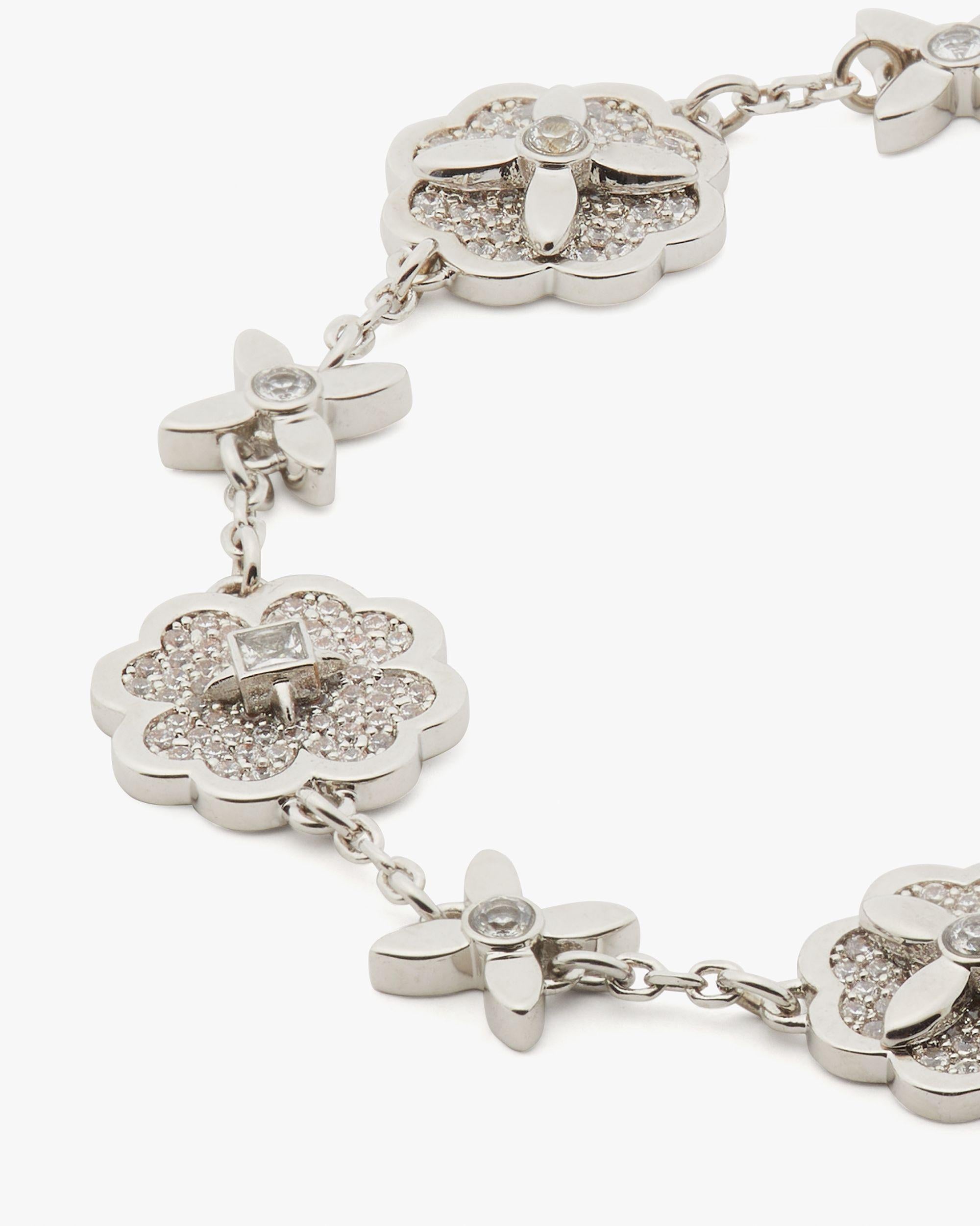 KJ300-Heritage Bloom Line Bracelet-Clear/Silver