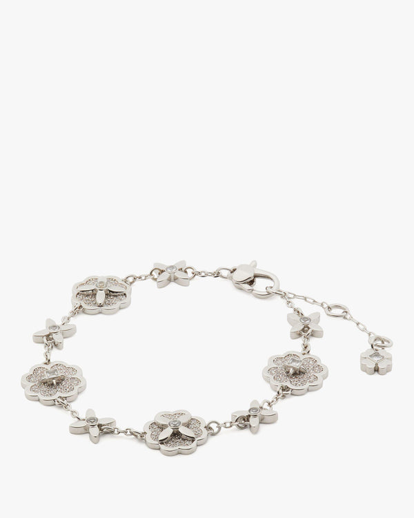 KJ300-Heritage Bloom Line Bracelet-Clear/Silver