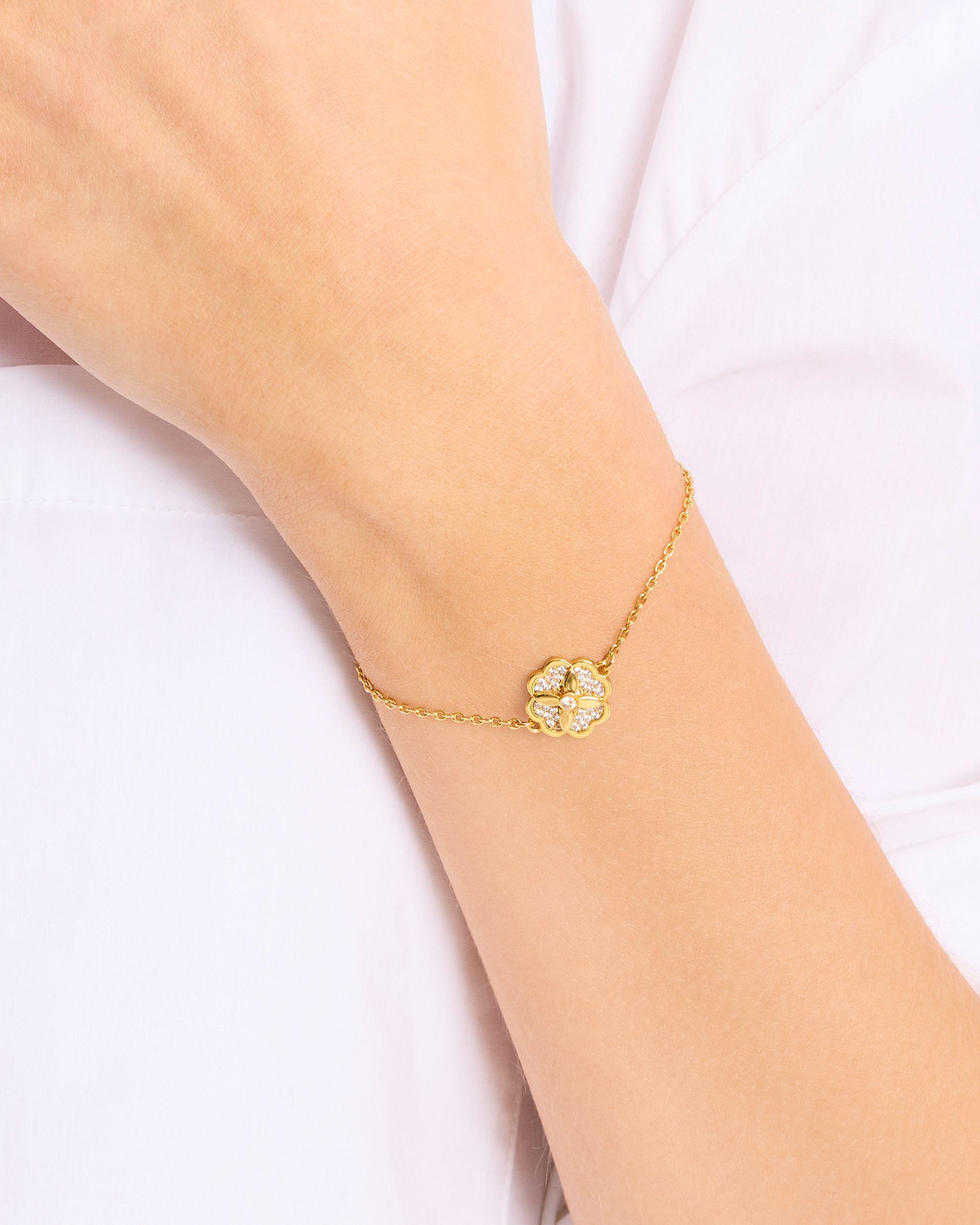 KJ316-Heritage Bloom Bracelet-Clear/Gold