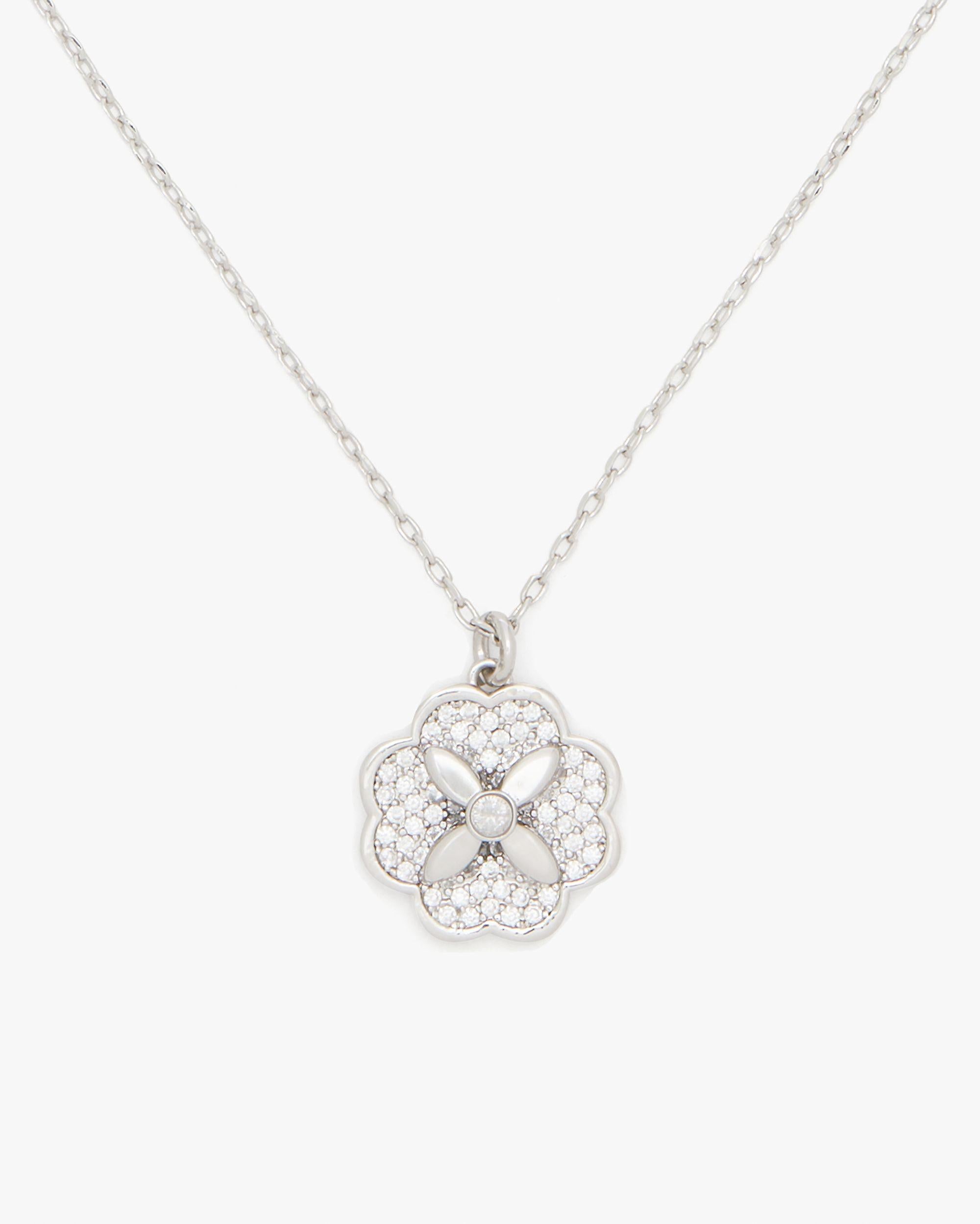 KJ325-Heritage Bloom Mini Pendant-Clear/Silver