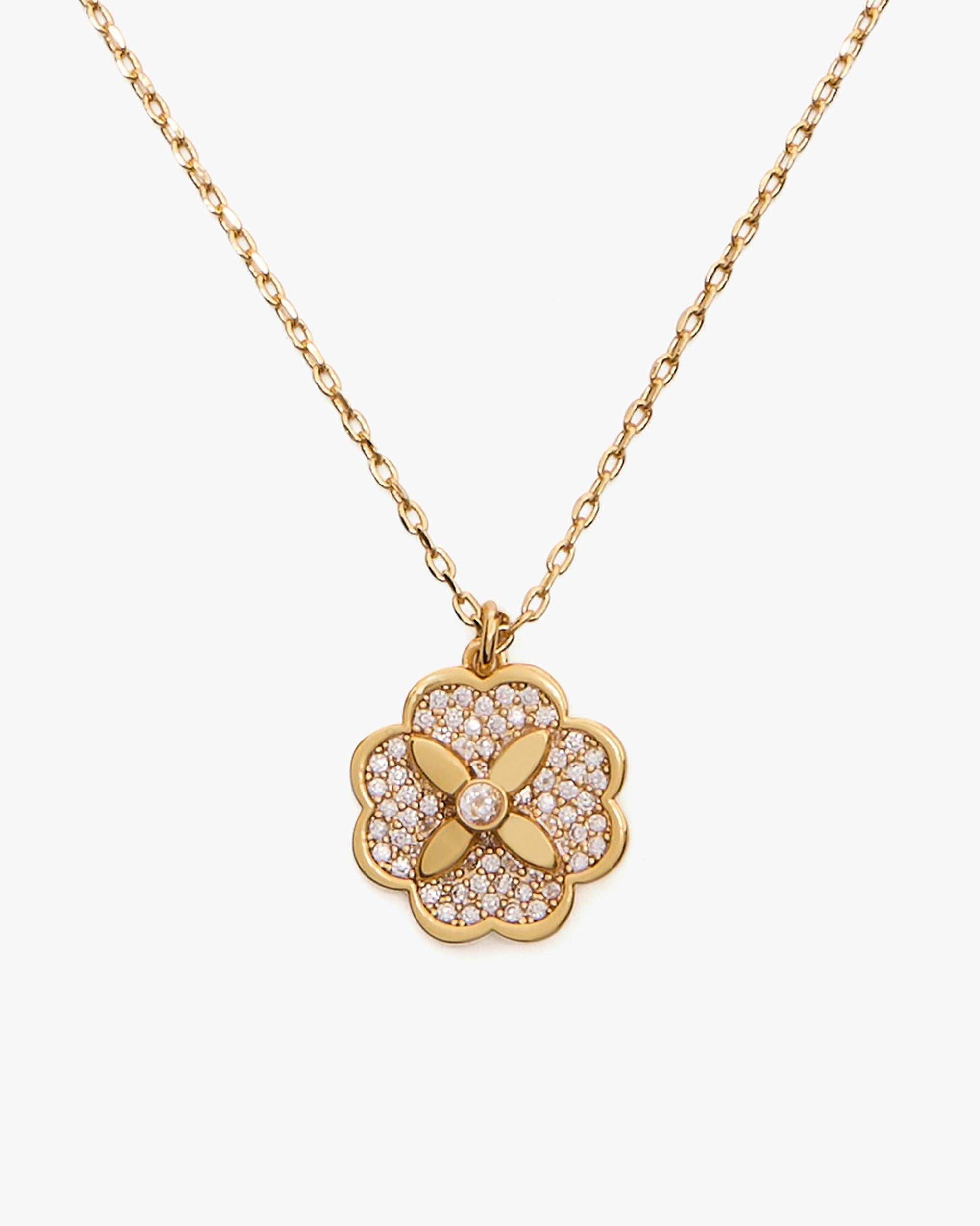 KJ326-Heritage Bloom Mini Pendant-Clear/Gold