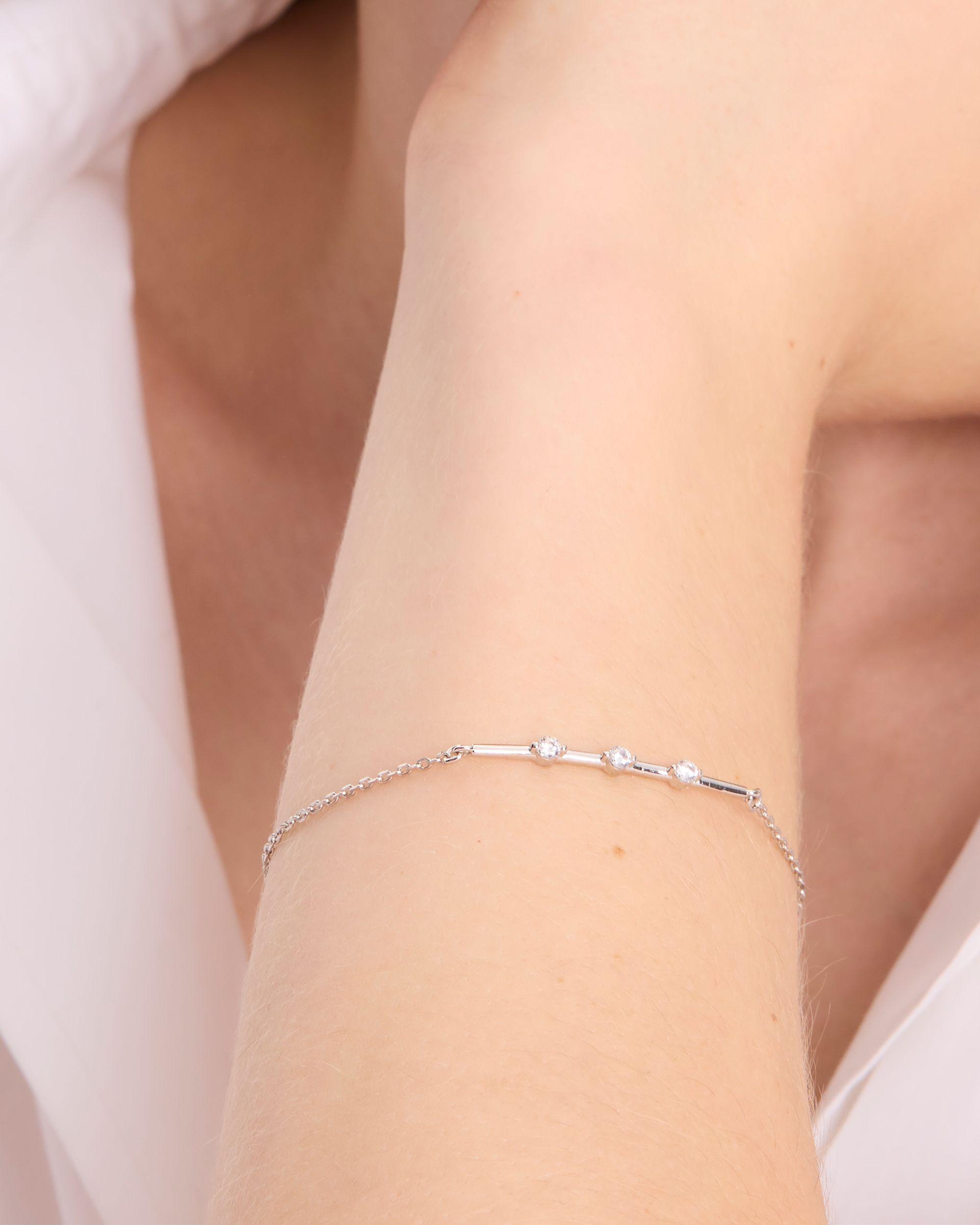 KJ403-Hint Of Shimmer Bracelet-Clear/Silver