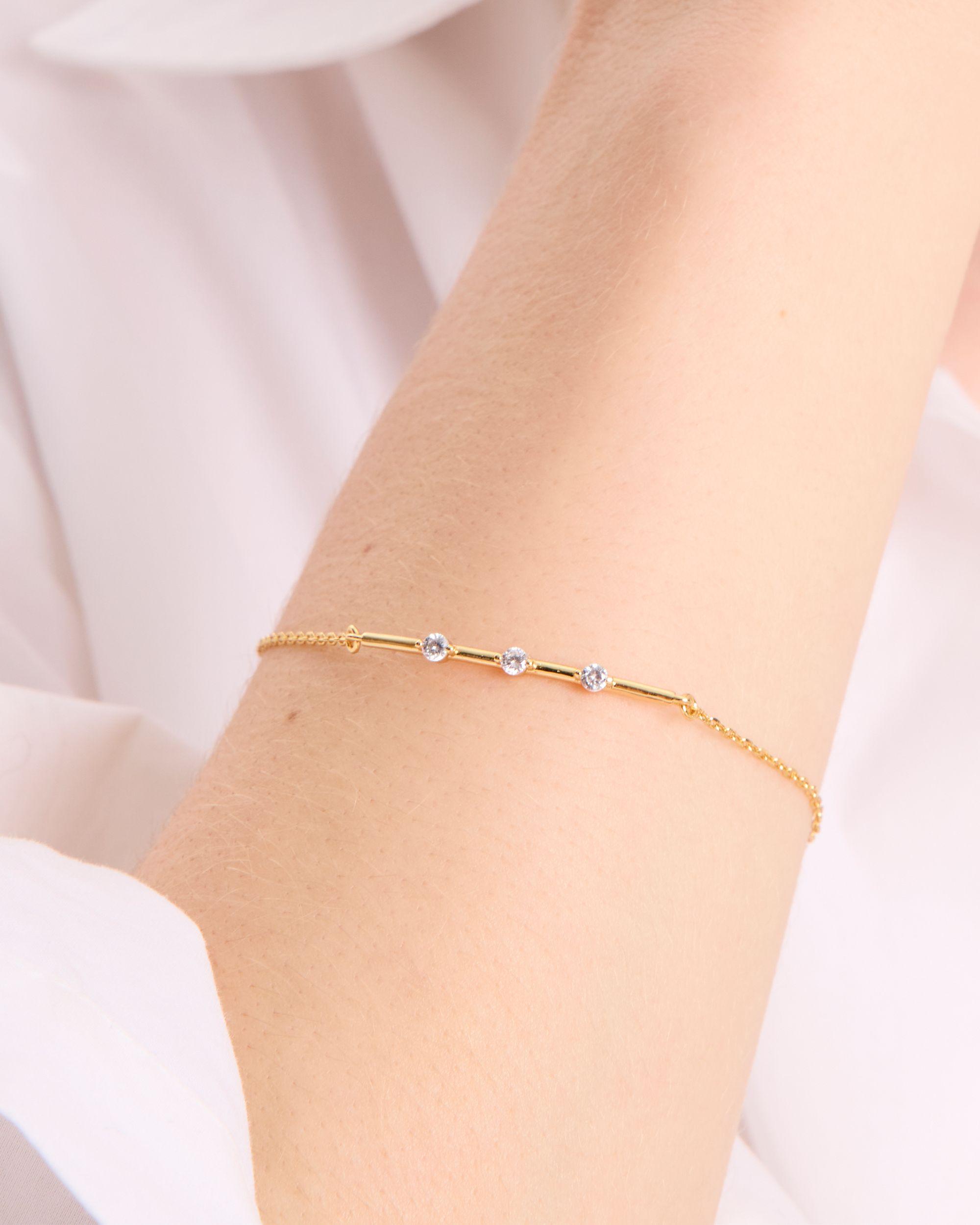 KJ404-Hint Of Shimmer Bracelet-Clear/Gold