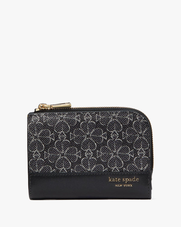 KJ646-Spade Flower Small Compact Wallet-Black Multi