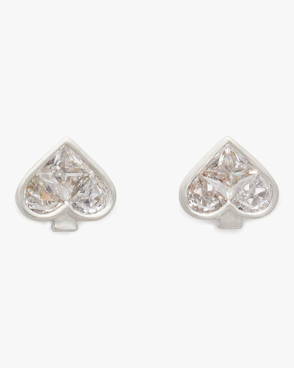 KJ665-So Spade Studs-Clear/Silver