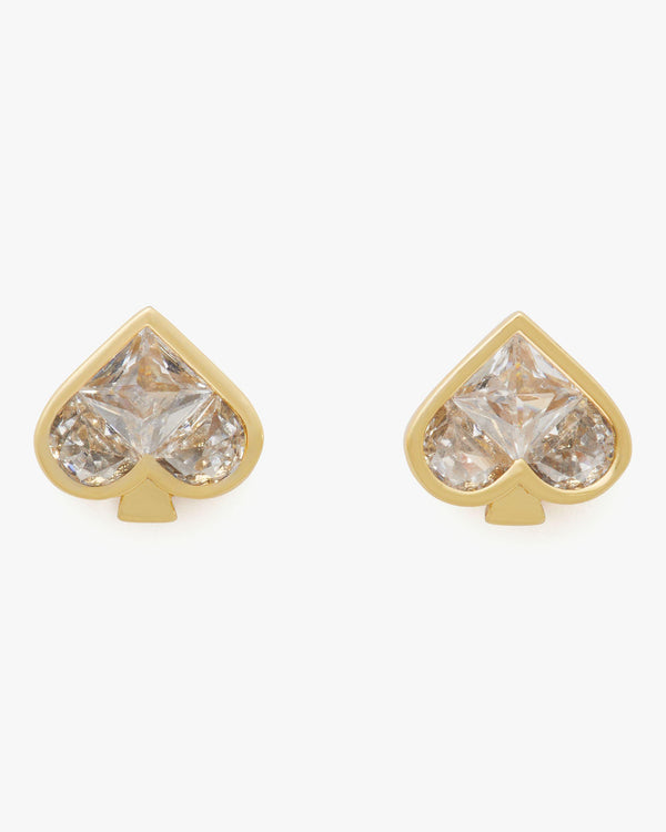 KJ666-So Spade Studs-Clear/Gold