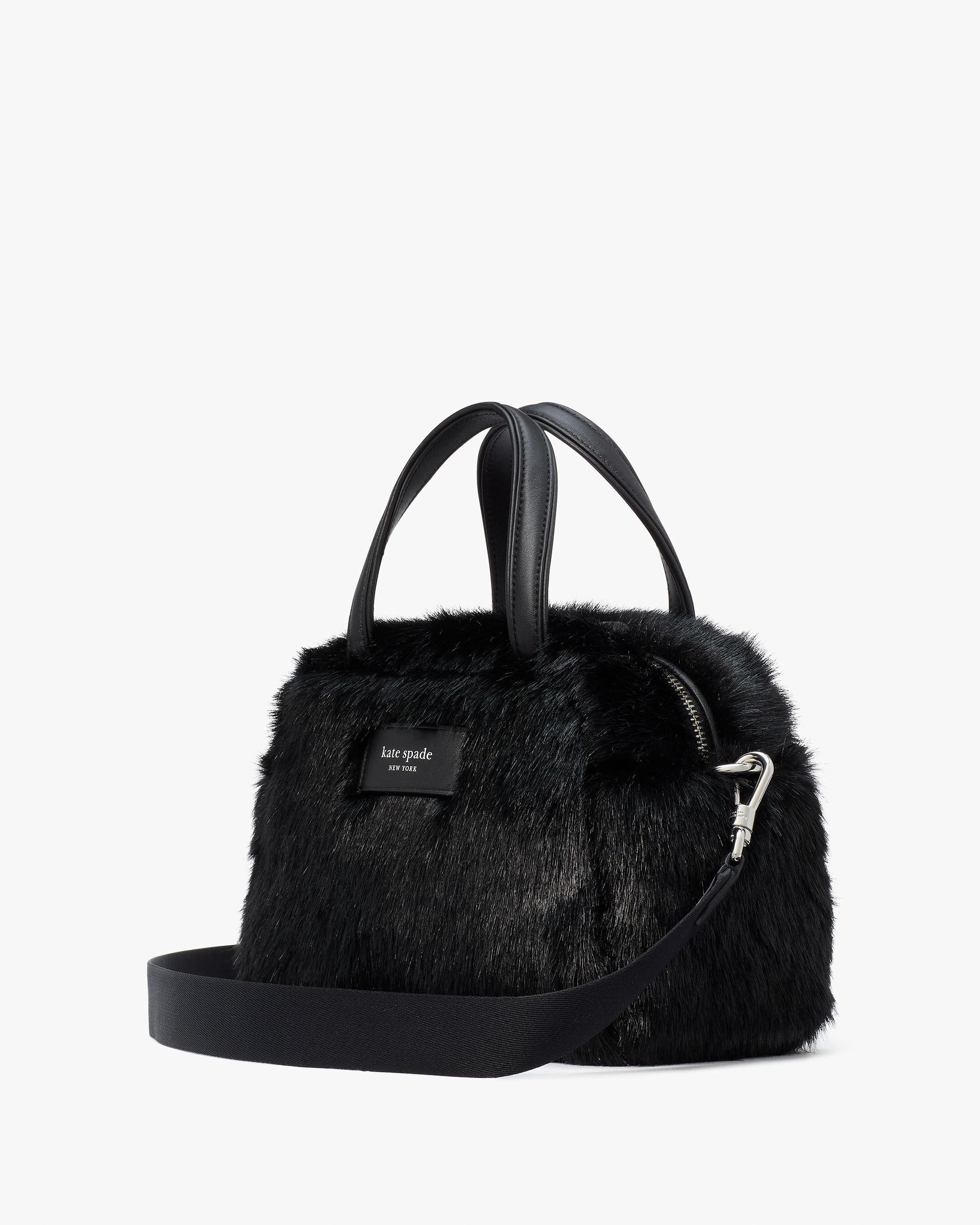 puffed faux fur satchel