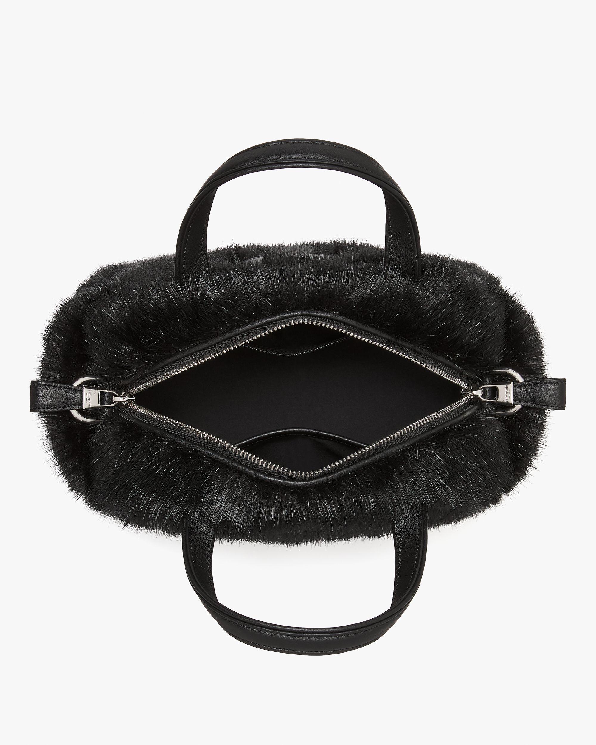 puffed faux fur satchel