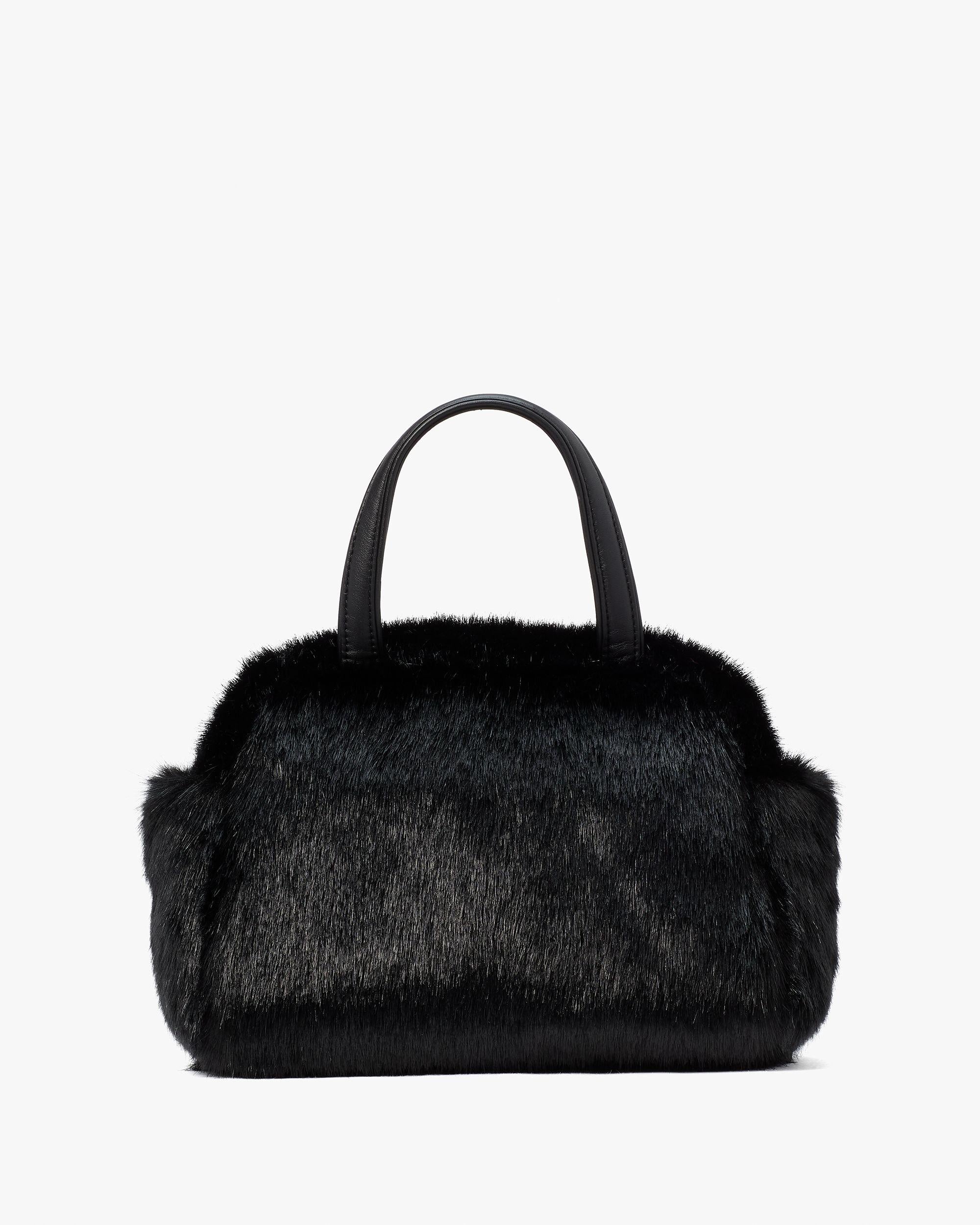 puffed faux fur satchel