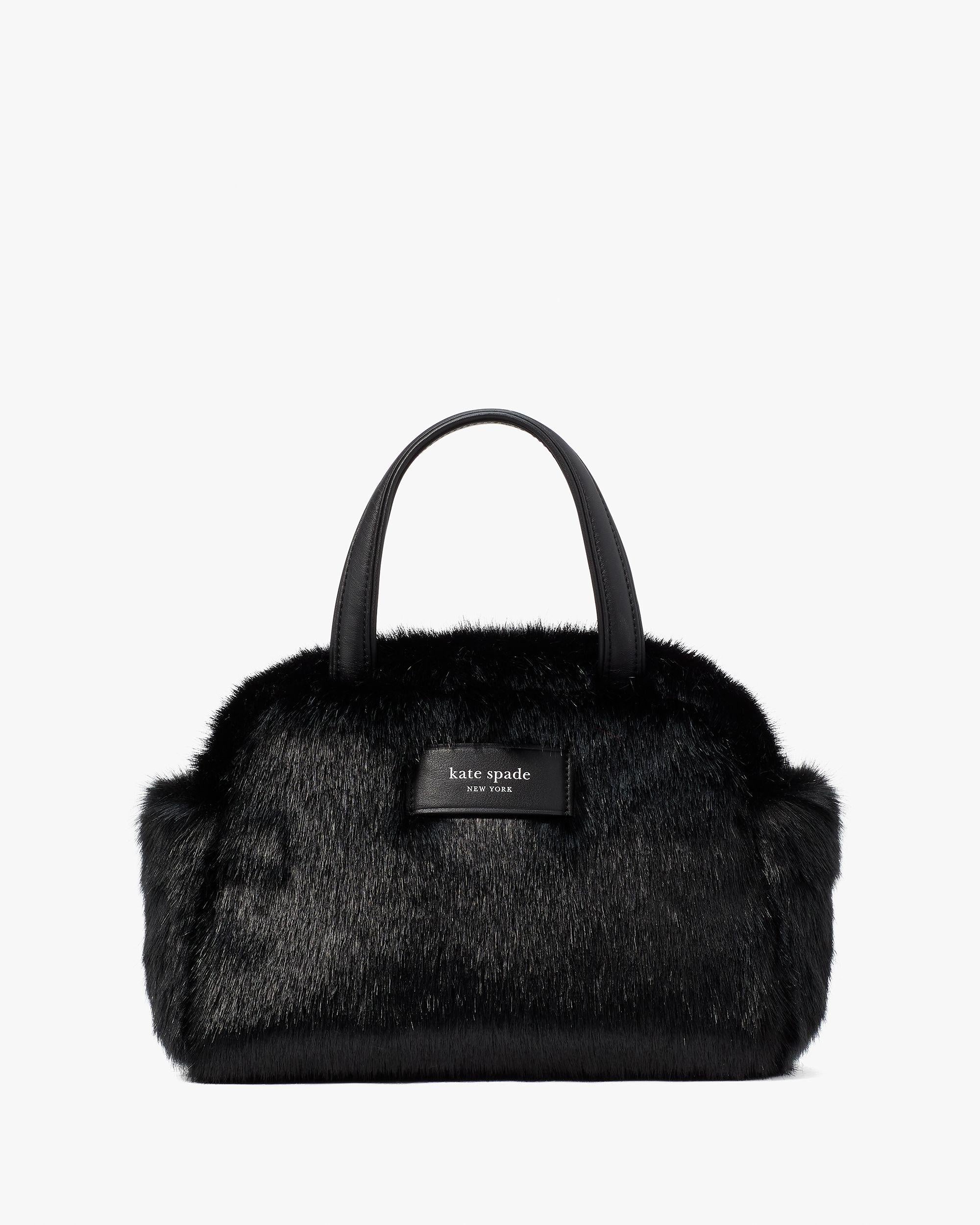 puffed faux fur satchel