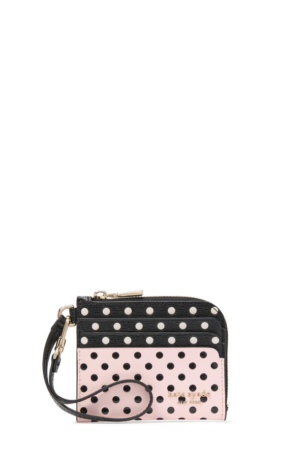 KJ892-Devin Breezy Dot Coin Card Case Wristlet-Black Multi