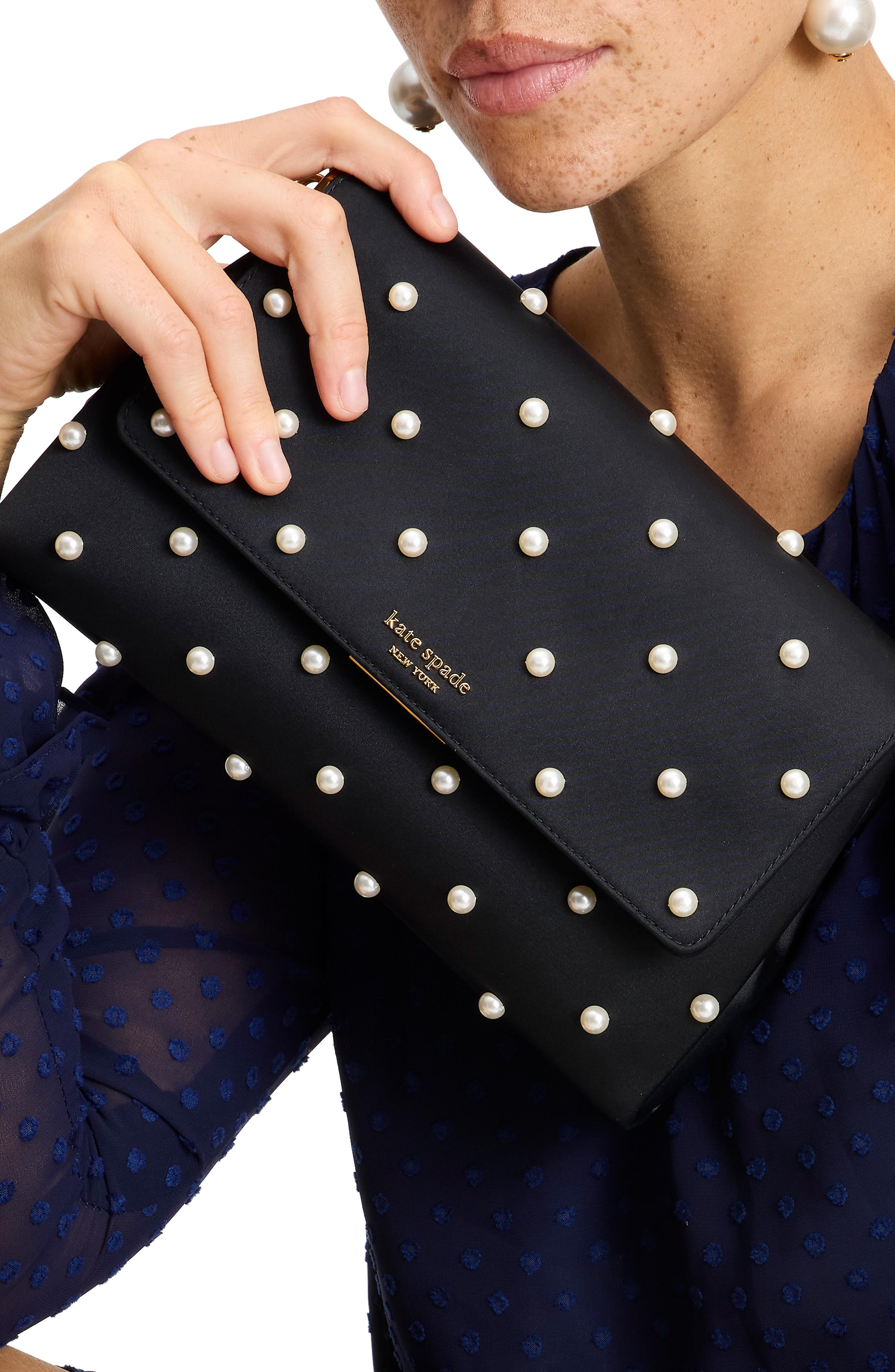 KJ901-Grace Pearl Embellished Satin Clutch-Black