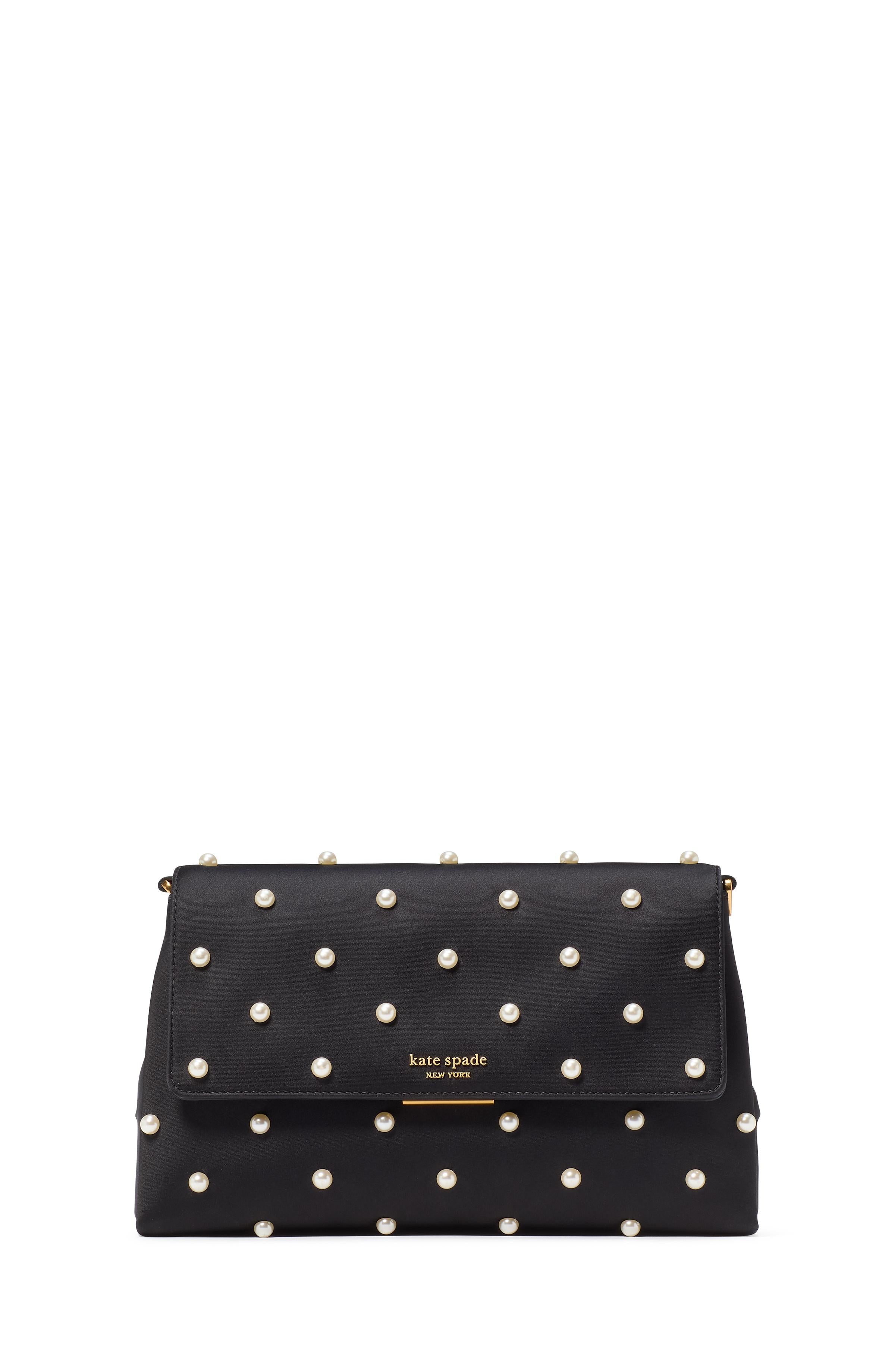 KJ901-Grace Pearl Embellished Satin Clutch-Black