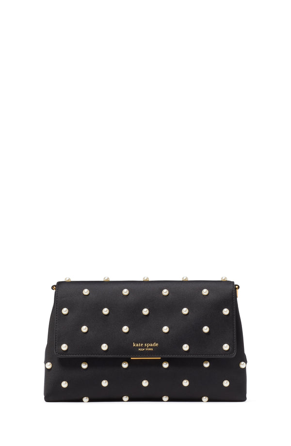 KJ901-Grace Pearl Embellished Satin Clutch-Black