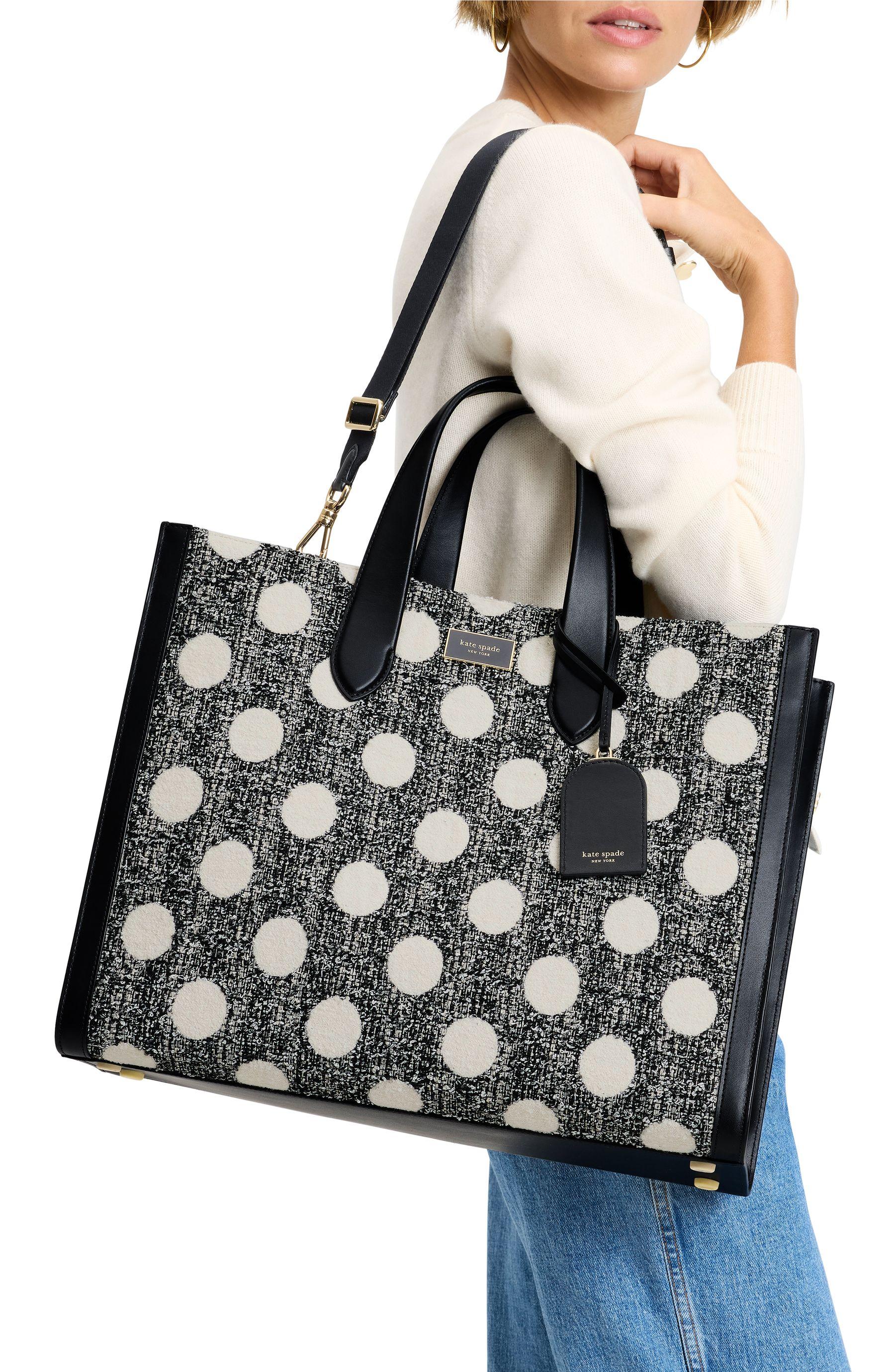 KJ905-Manhattan Dot Tweed Large Tote-Black Multi