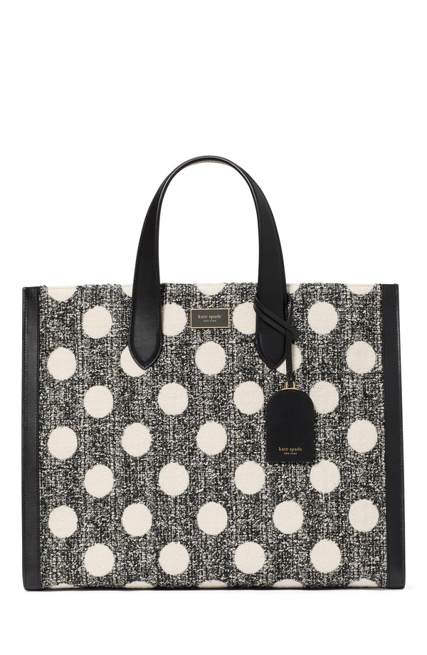 KJ905-Manhattan Dot Tweed Large Tote-Black Multi