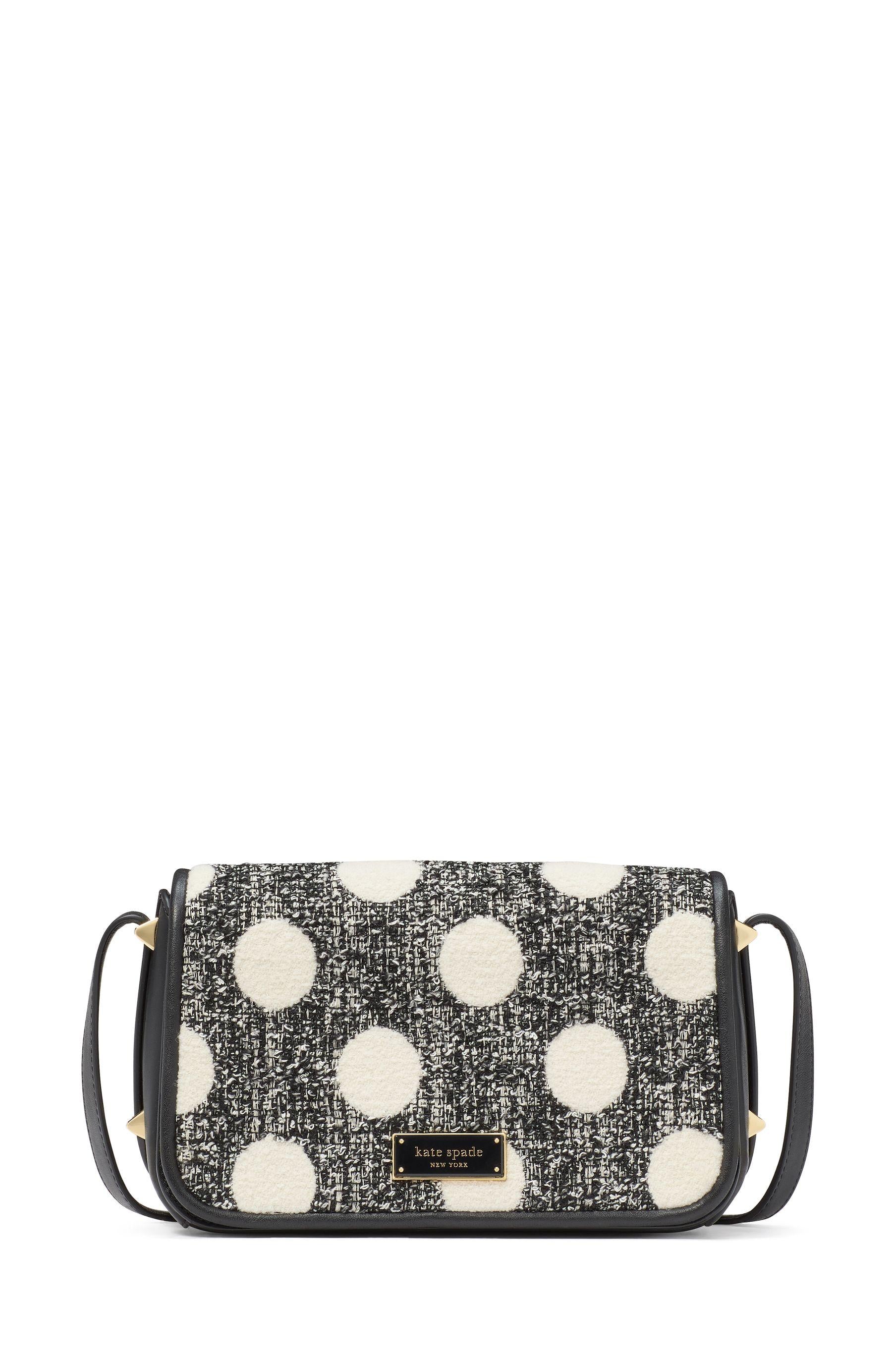 KJ908-Liv Dot Tweed Small Flap Crossbody-Black Multi