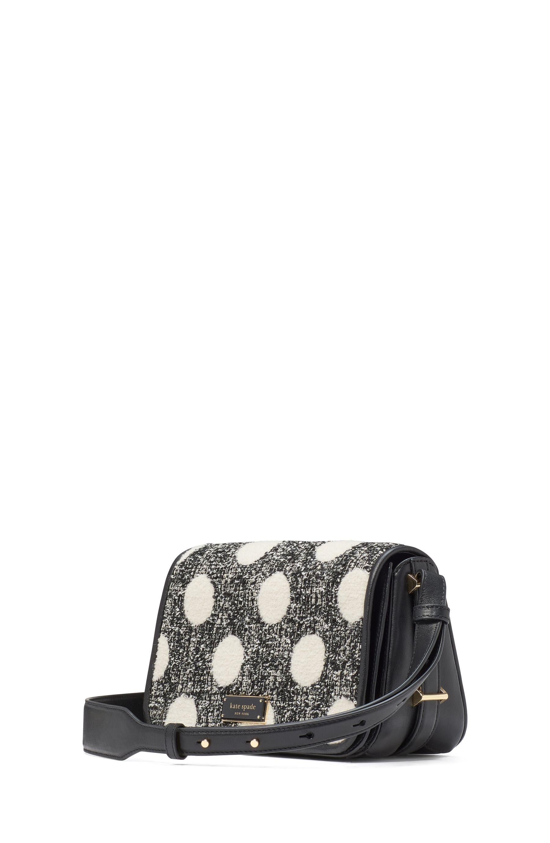 KJ908-Liv Dot Tweed Small Flap Crossbody-Black Multi