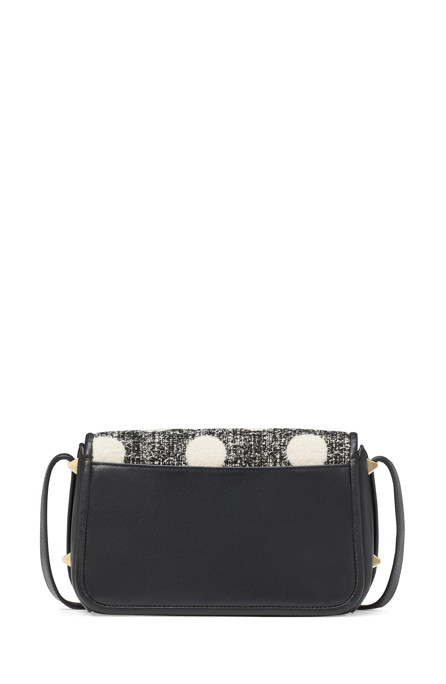 KJ908-Liv Dot Tweed Small Flap Crossbody-Black Multi