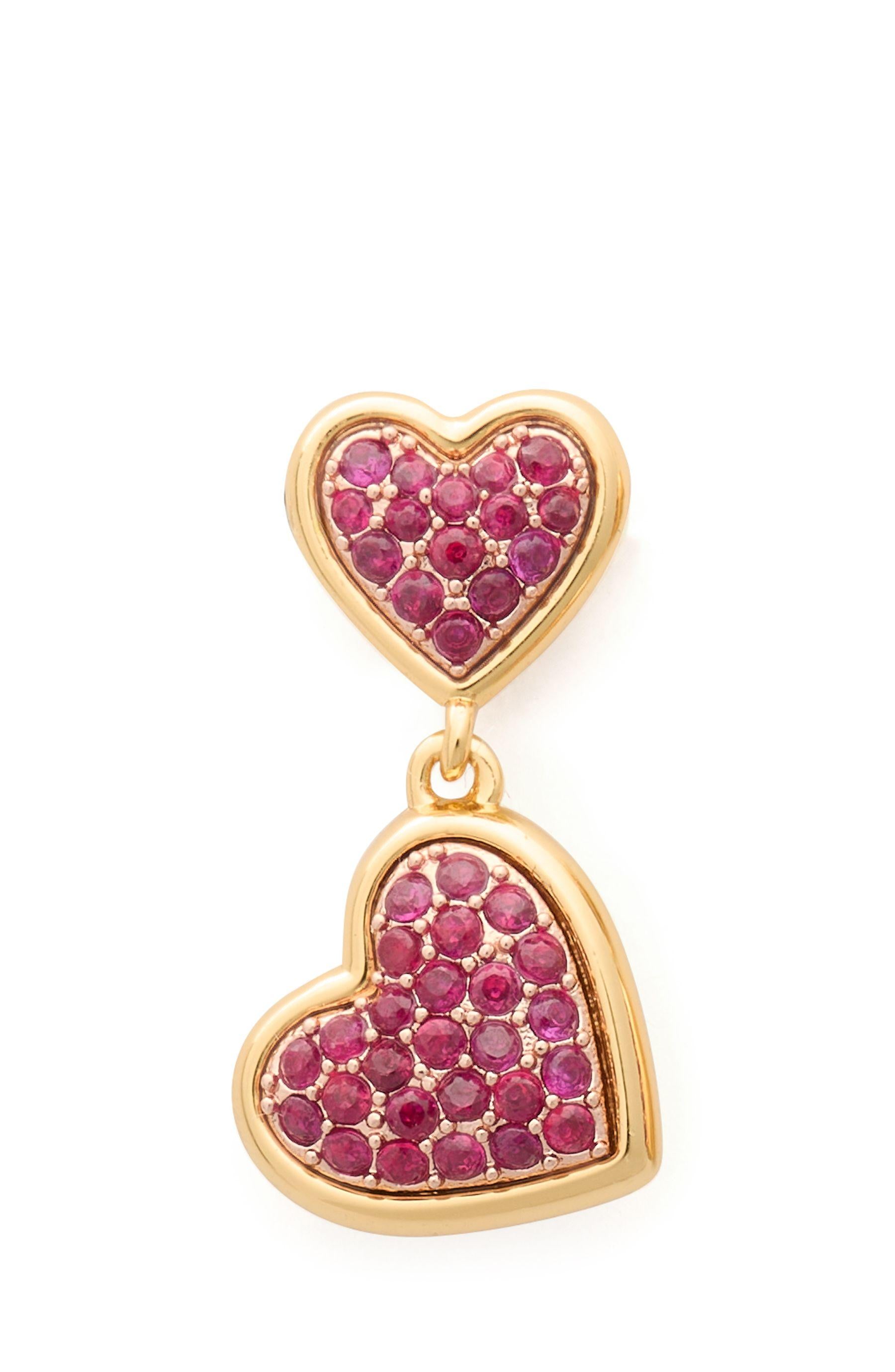 KK473-With All My Heart Pavé Drop Earrings-Red